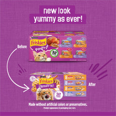 Friskies Purina boîte ouverte révélant la pâtée, appétissante et utile