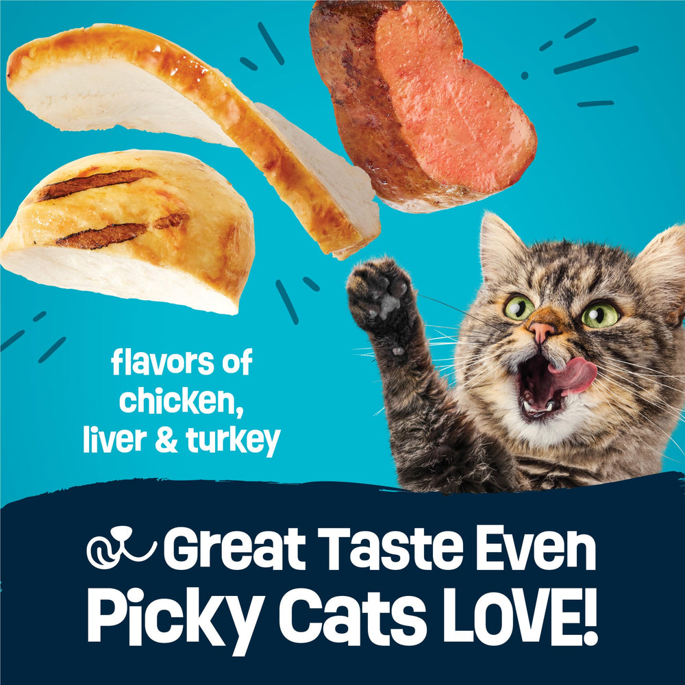 Friskies Purina bol rempli illustrant portion prête et variété