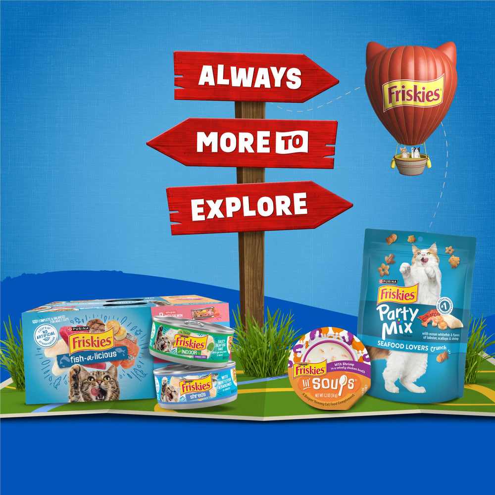 Friskies Purina étiquette ingrédients listant saveurs marines
