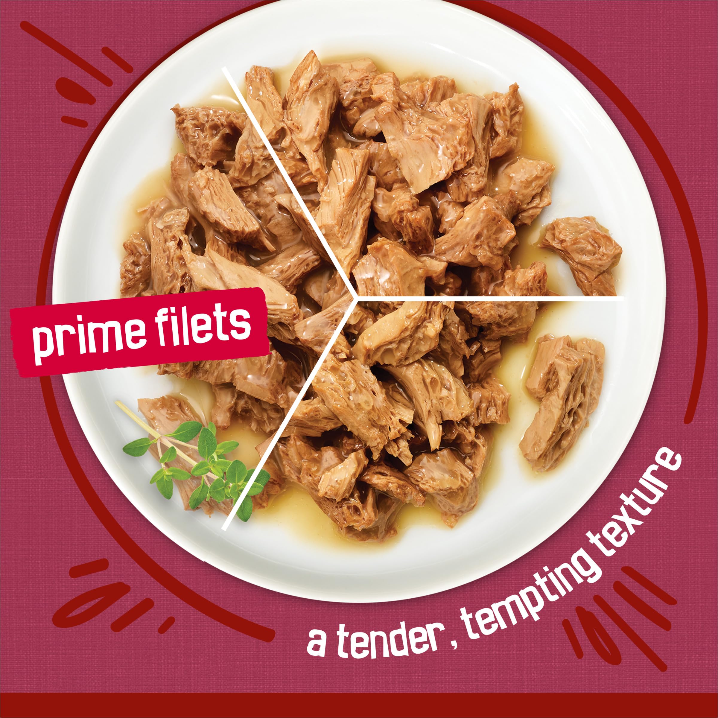 Purina Friskies gros plan sur la texture tendre bénéfique à l'appétit