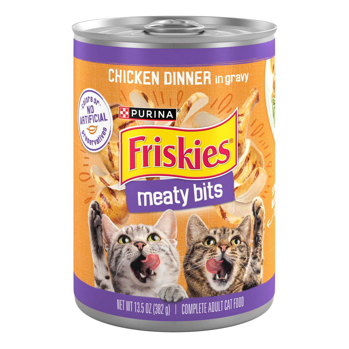Friskies Purina vue avant de la boîte montrant le produit et l’appétence
