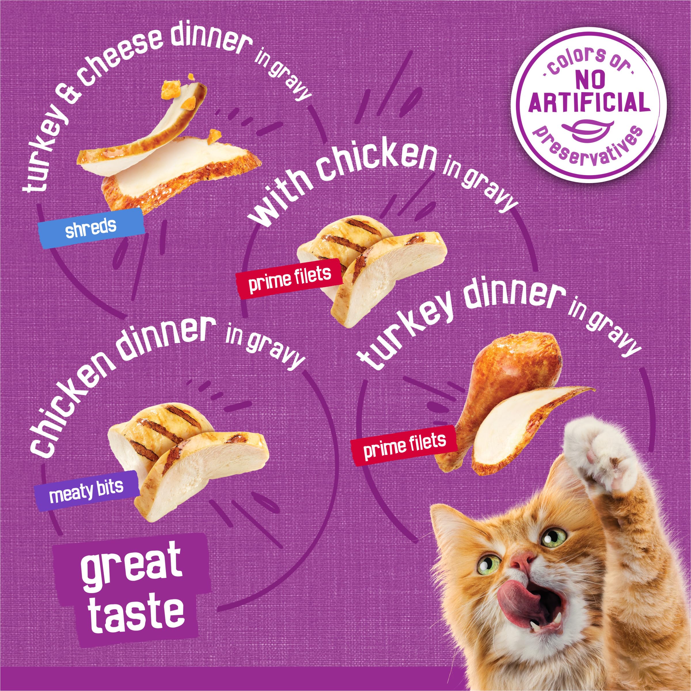 Friskies Purina gros plan effilés, texture attirante qui stimule l'appétit