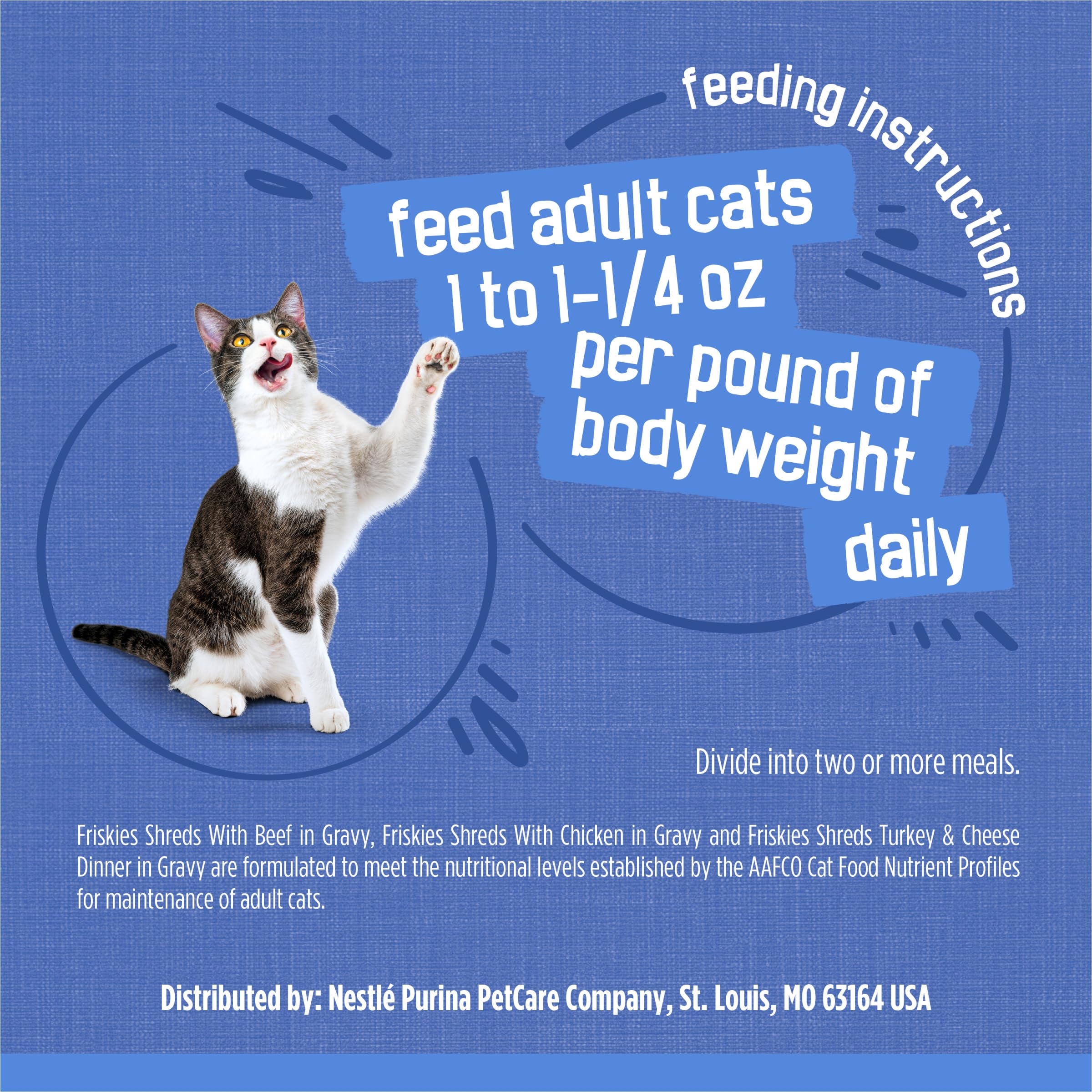 Friskies Purina Shreds cuillère servant la sauce facilitant le service