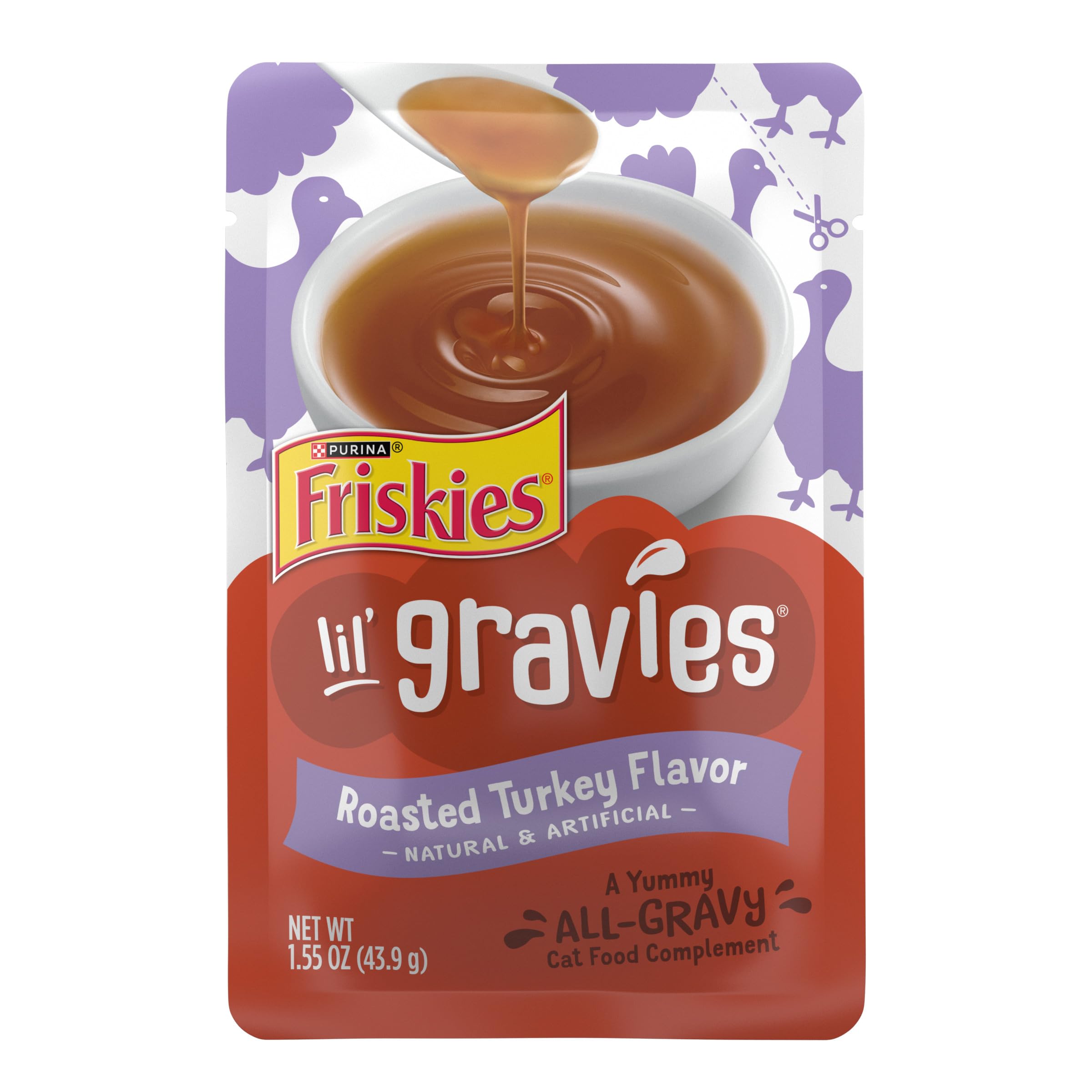 Friskies sachet avant gros plan montrant bouchée appétissante et praticité