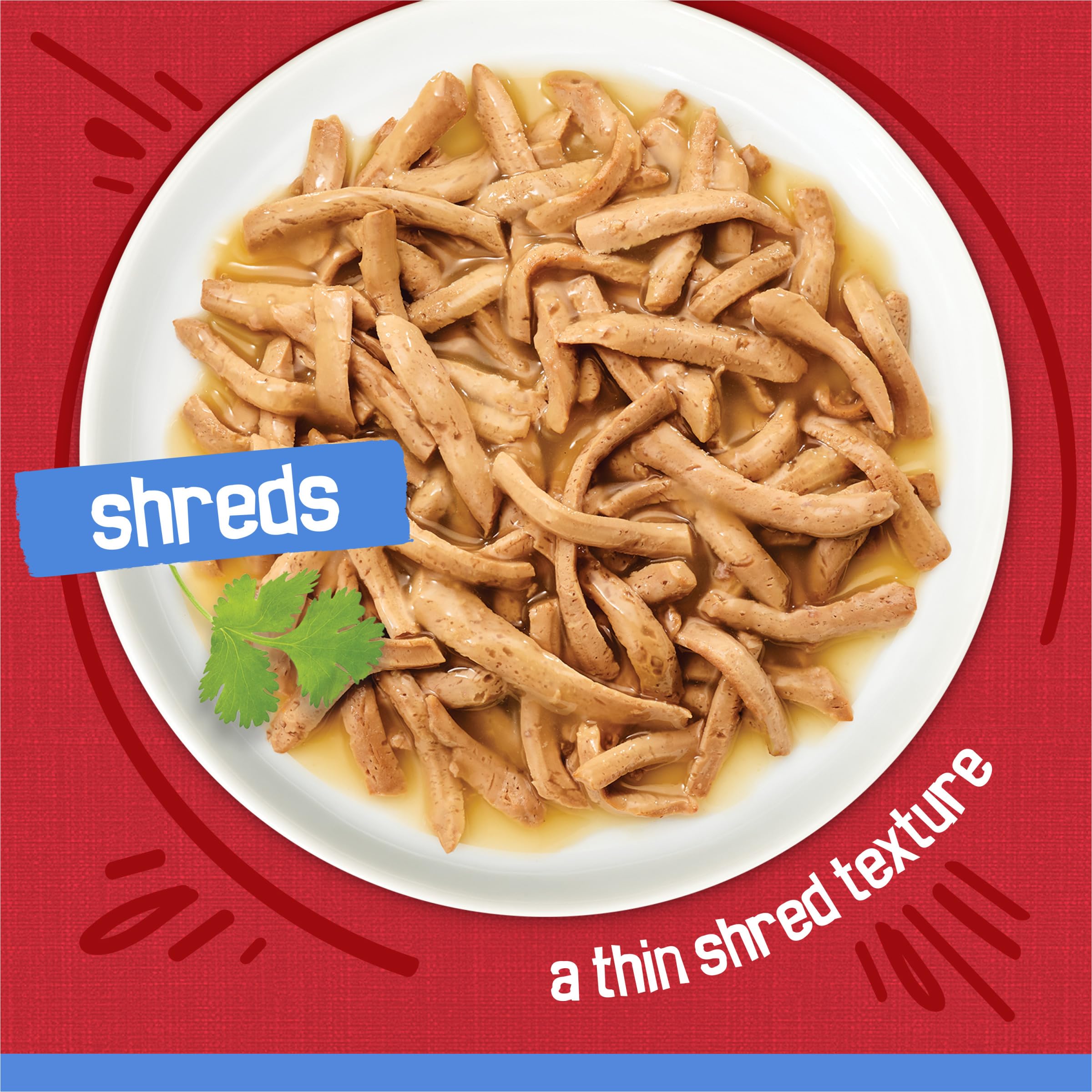 Friskies Shreds au bœuf gros plan sur gravy onctueuse, rehausse la saveur du repas