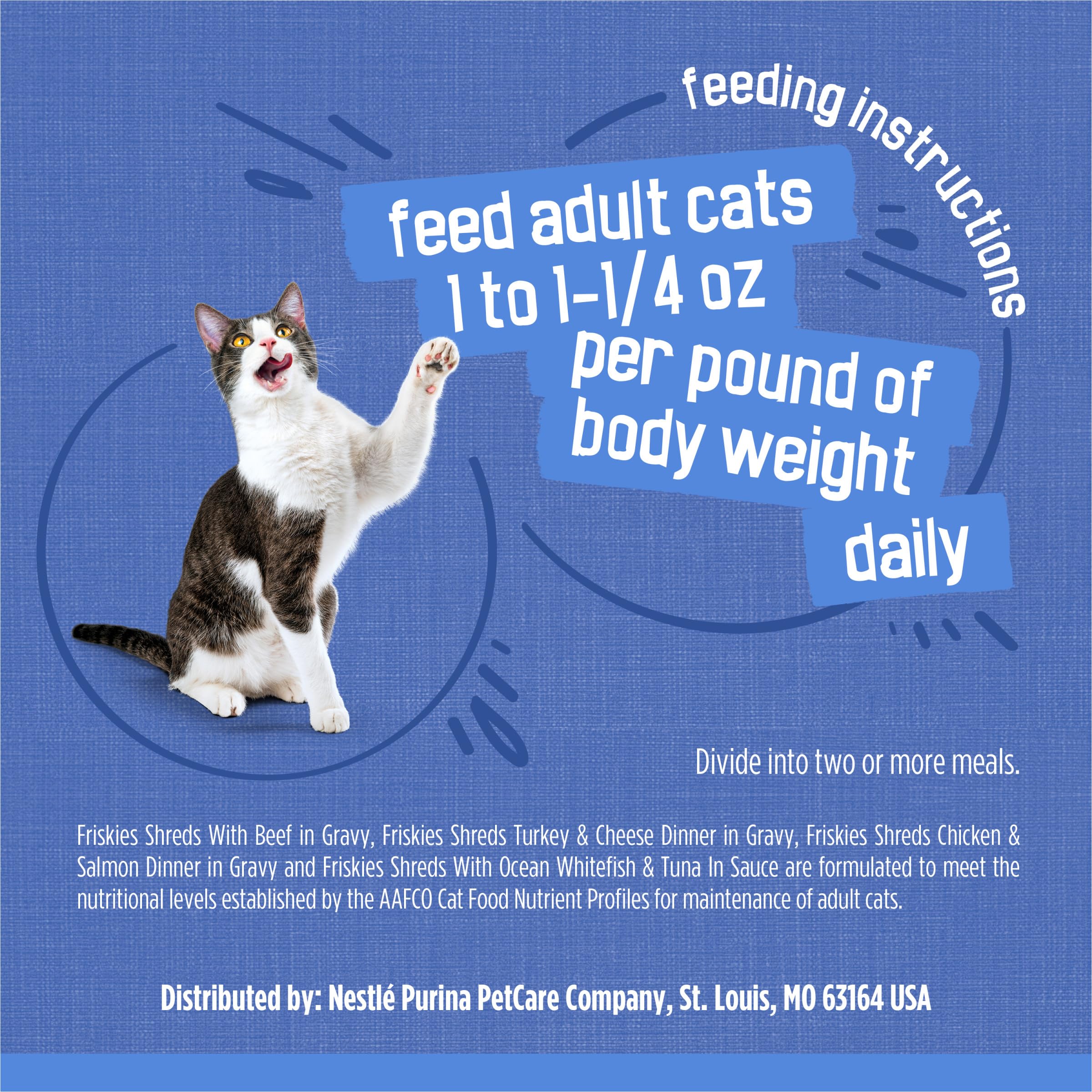 Friskies comparaison de taille d’une boîte montrant portion standard pratique