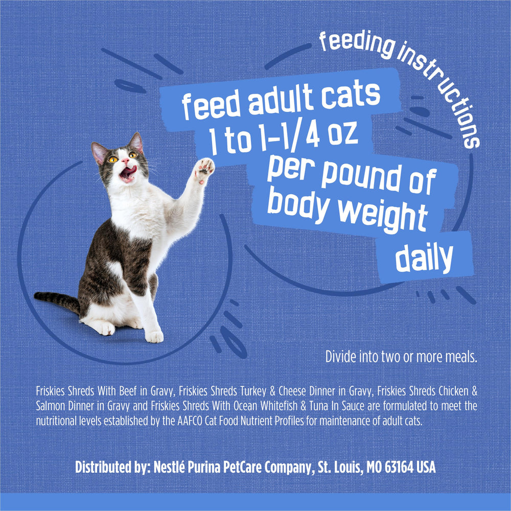 Friskies comparaison de taille d’une boîte montrant portion standard pratique