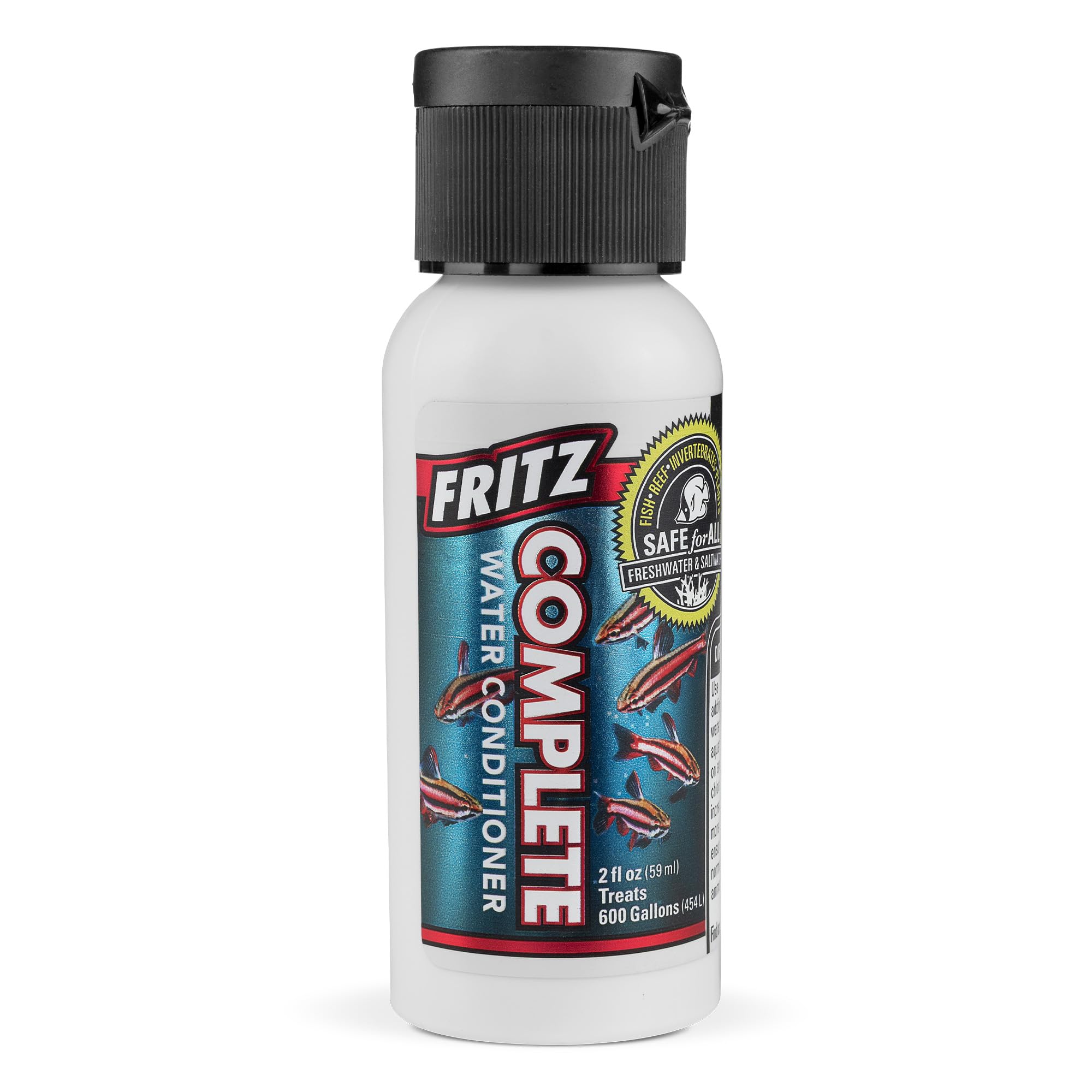 Fritz Aquatics flacon face montrant le conditionneur et usage sûr