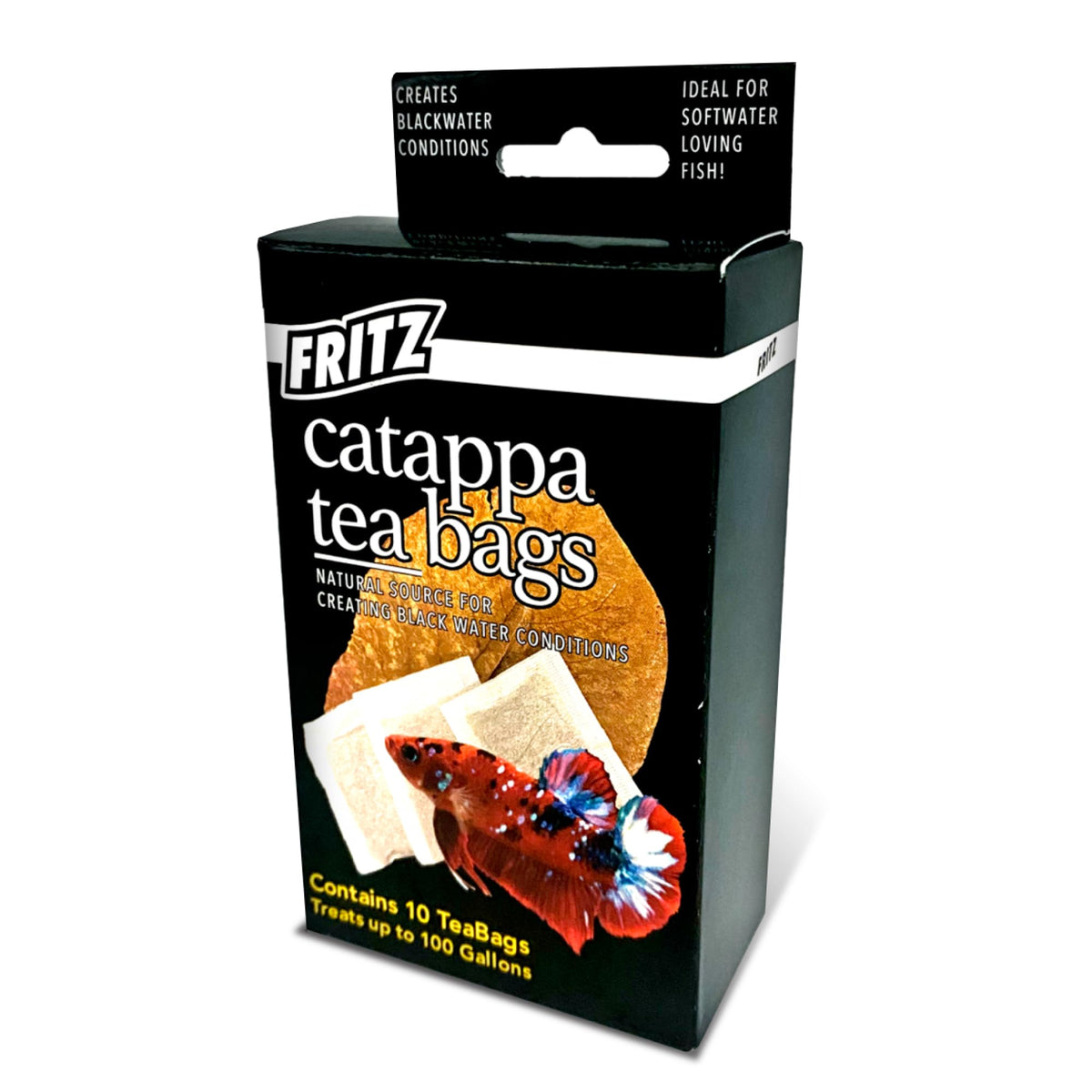 Fritz Aquatics emballage avant montrant sachets Catappa, pratique et propre
