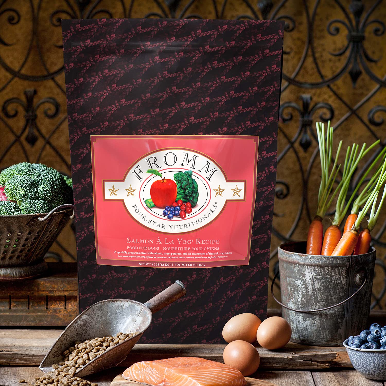 Fromm croquettes avec patates douces montrant ingrédients naturels