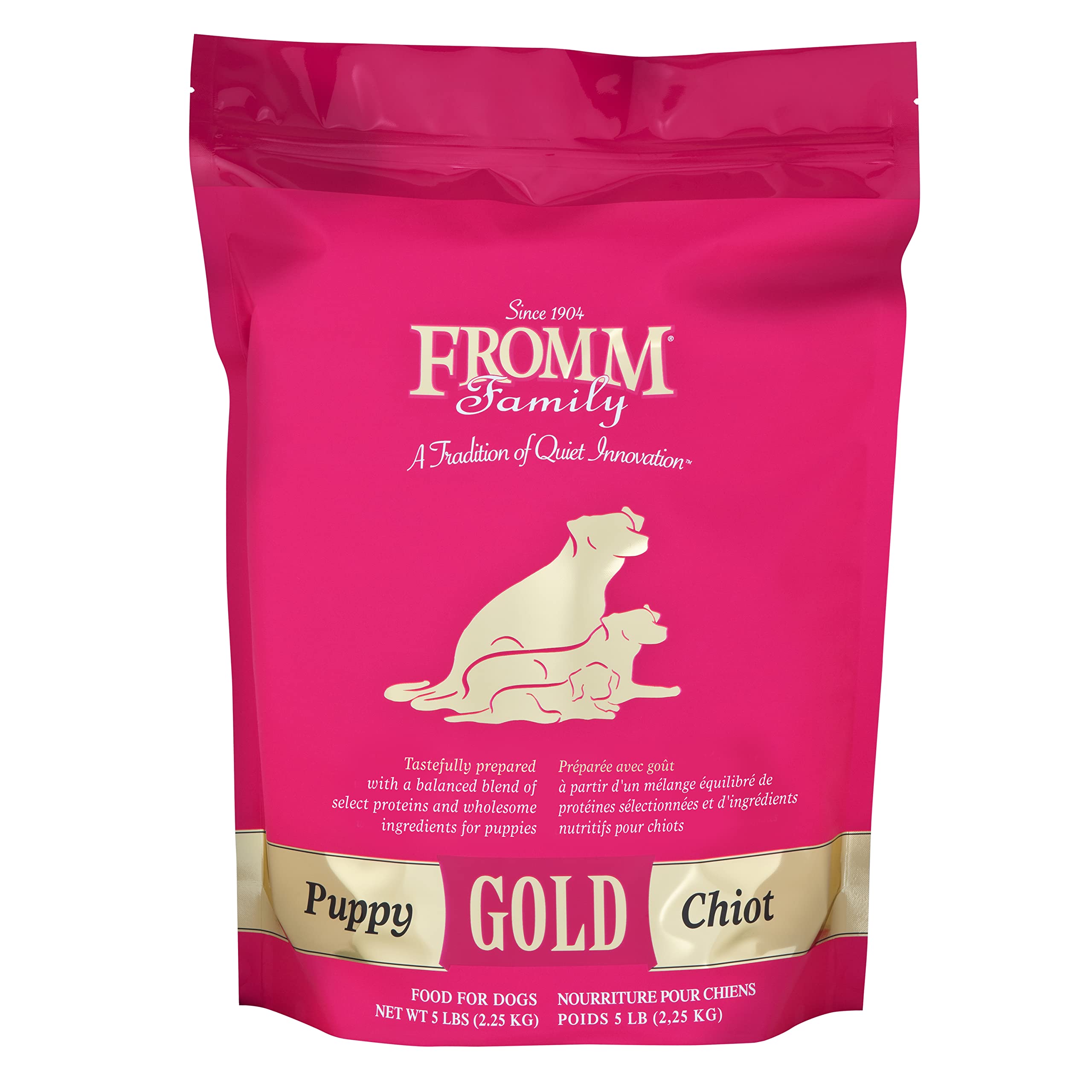 Fromm sac avant-packaging montrant l'étiquette, qualité visible