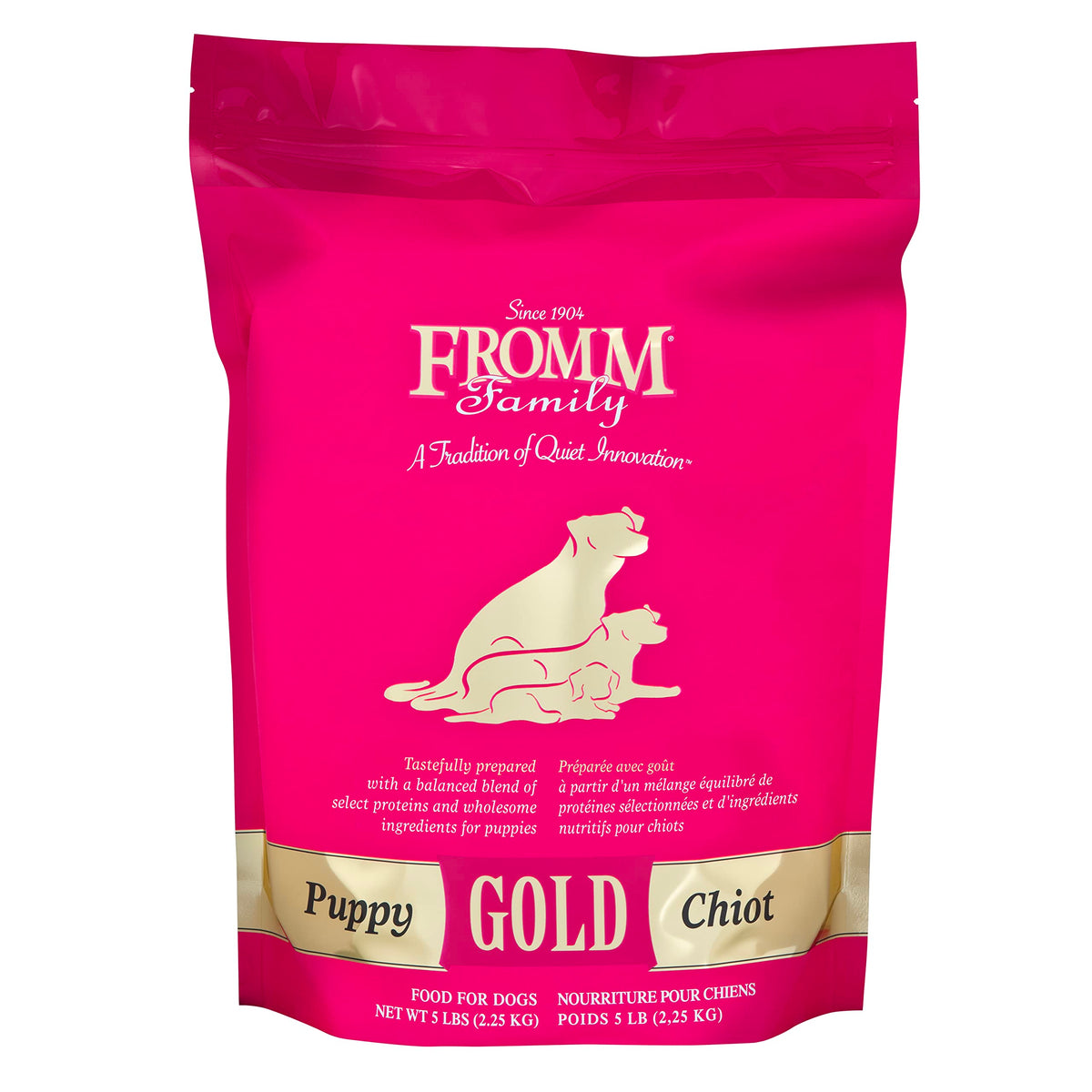 Fromm sac avant-packaging montrant l'étiquette, qualité visible