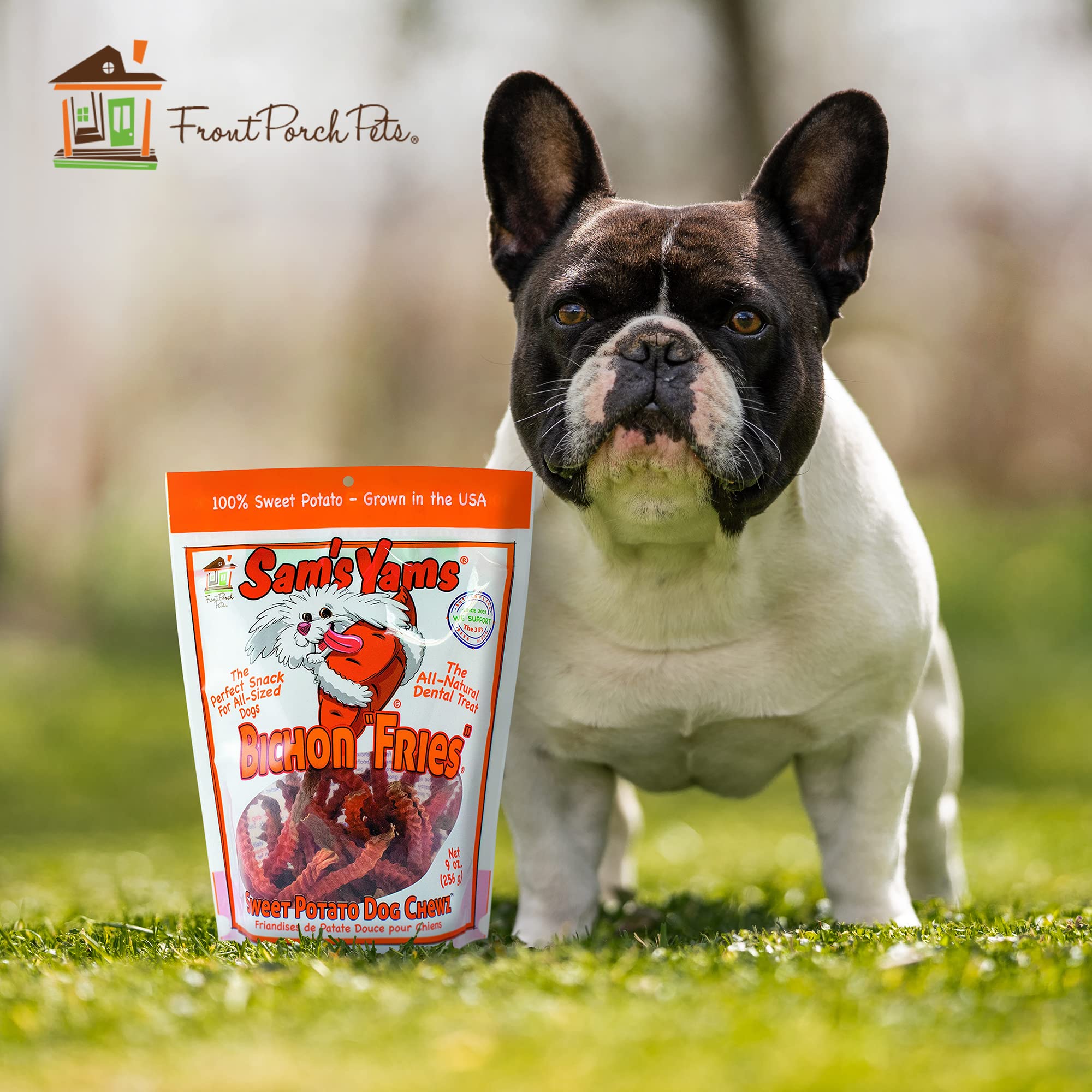 Sachet Sam's Yams ouvert avec friandises visibles bénéfice conservation simple