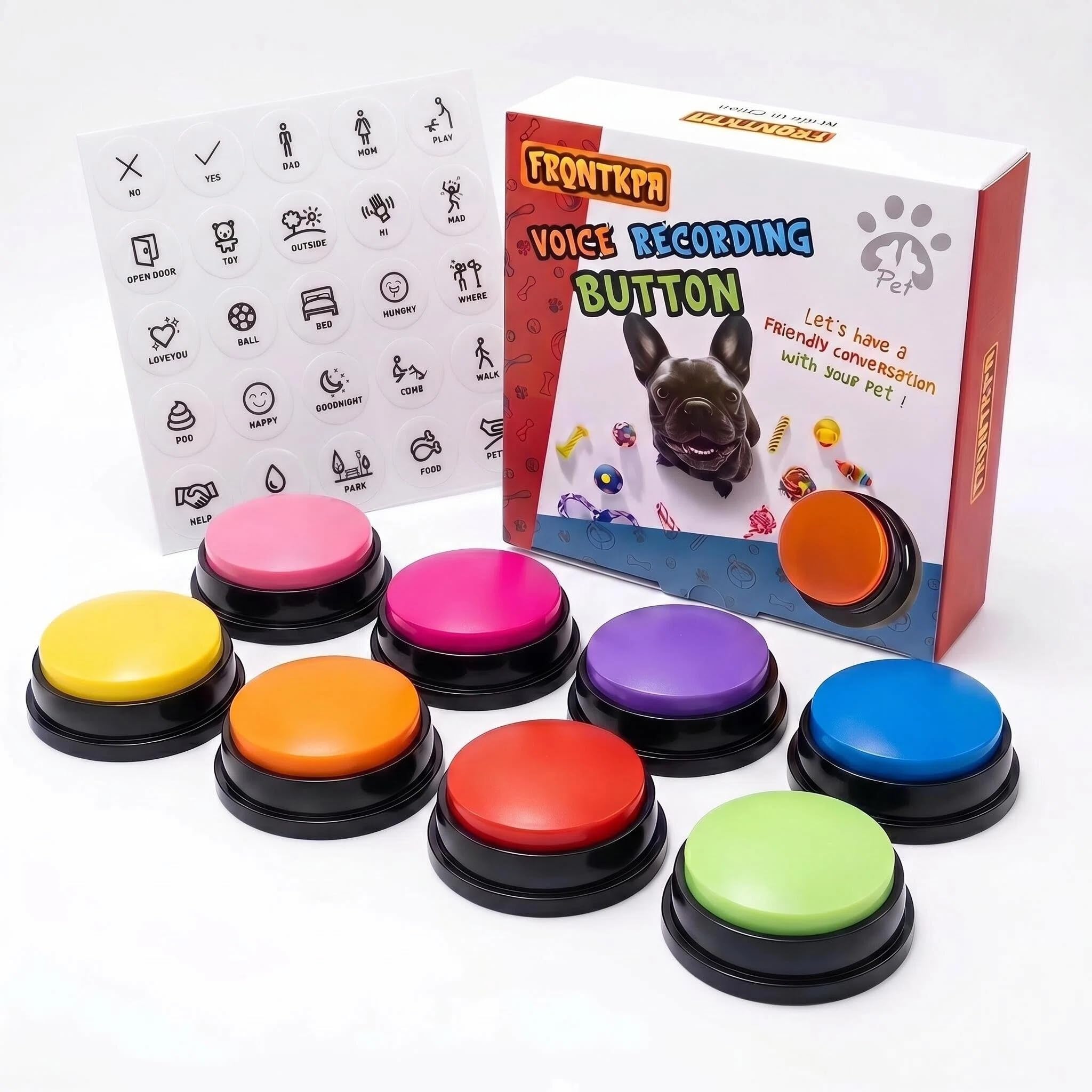 FRQNTKPA packaging du pack 8 boutons montrant couleurs et contenu, facilite choix
