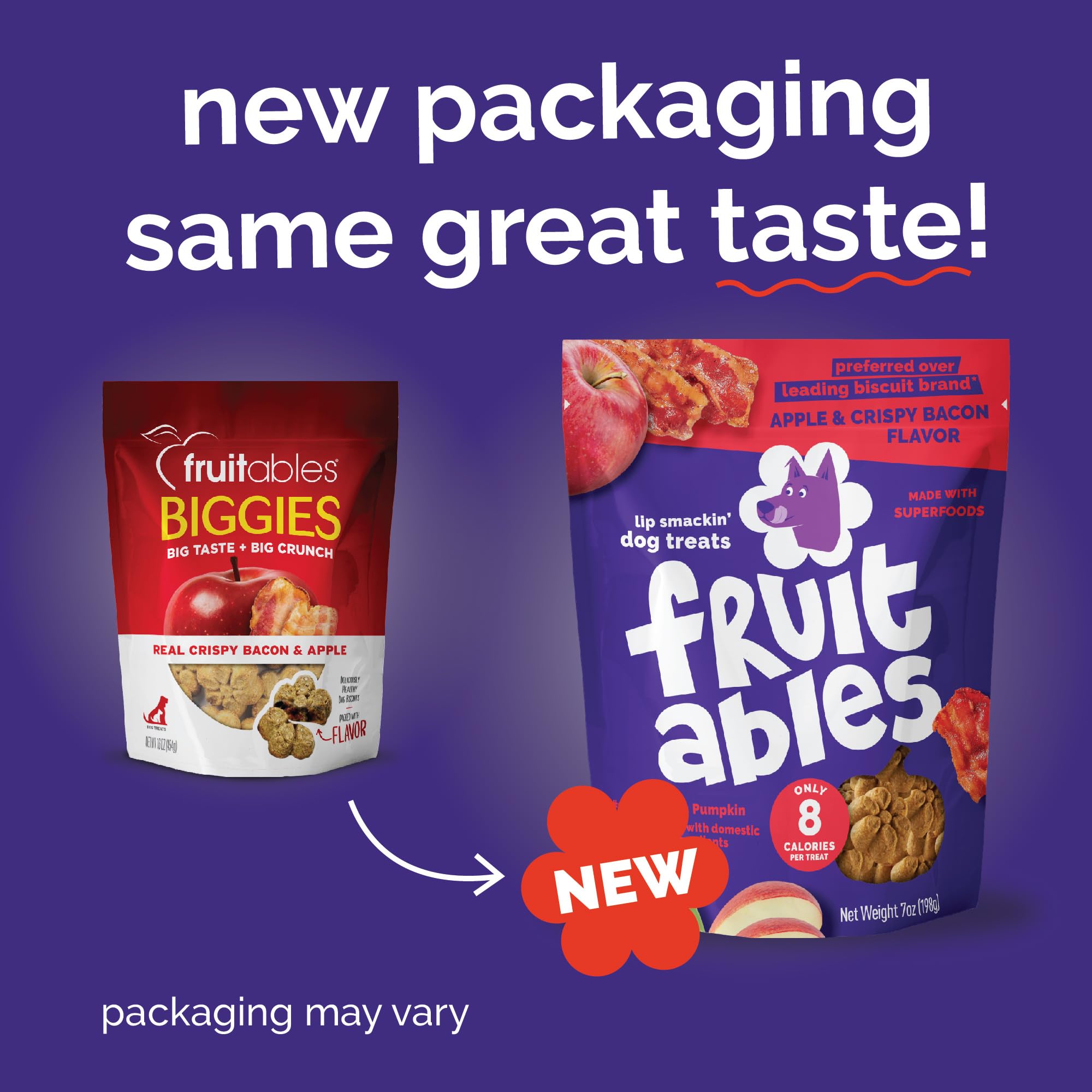 Présentation du contenu Fruitables montrant les six sachets individuels