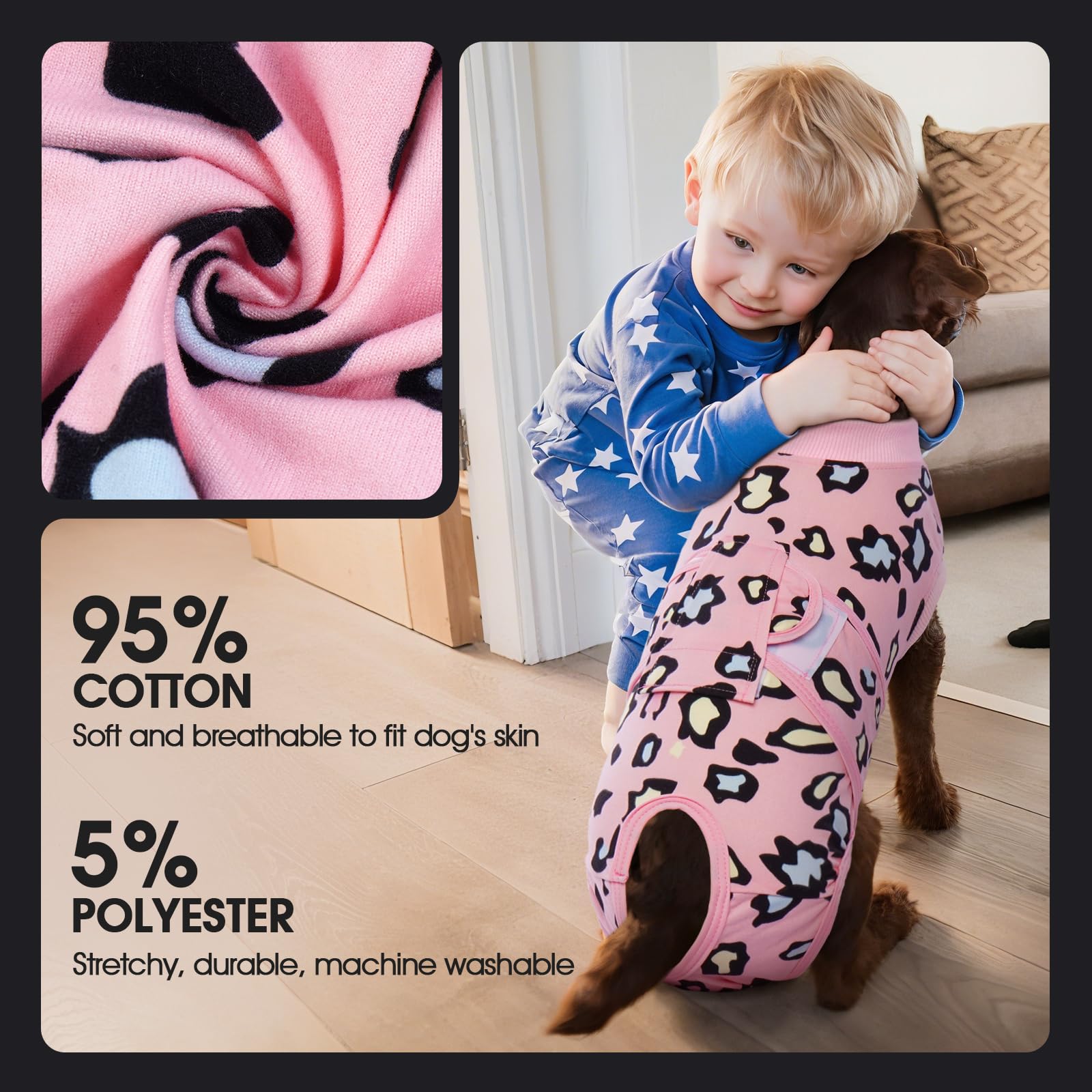 Étiquette FUAMEY indiquant composition 95% coton 5% spandex pour entretien facile