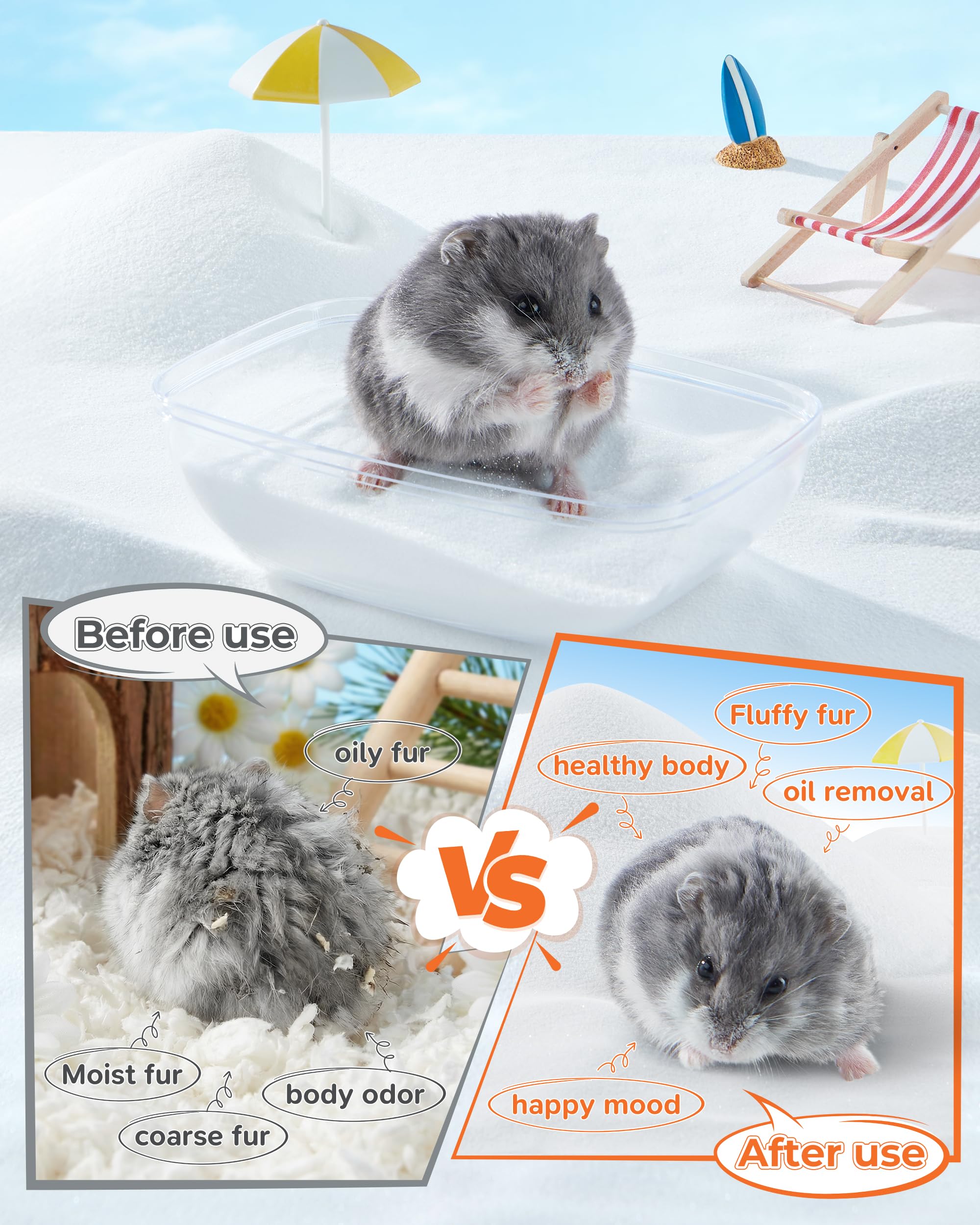 FUFUZOOIE bac de bain en usage montrant hamster se toilettant naturellement