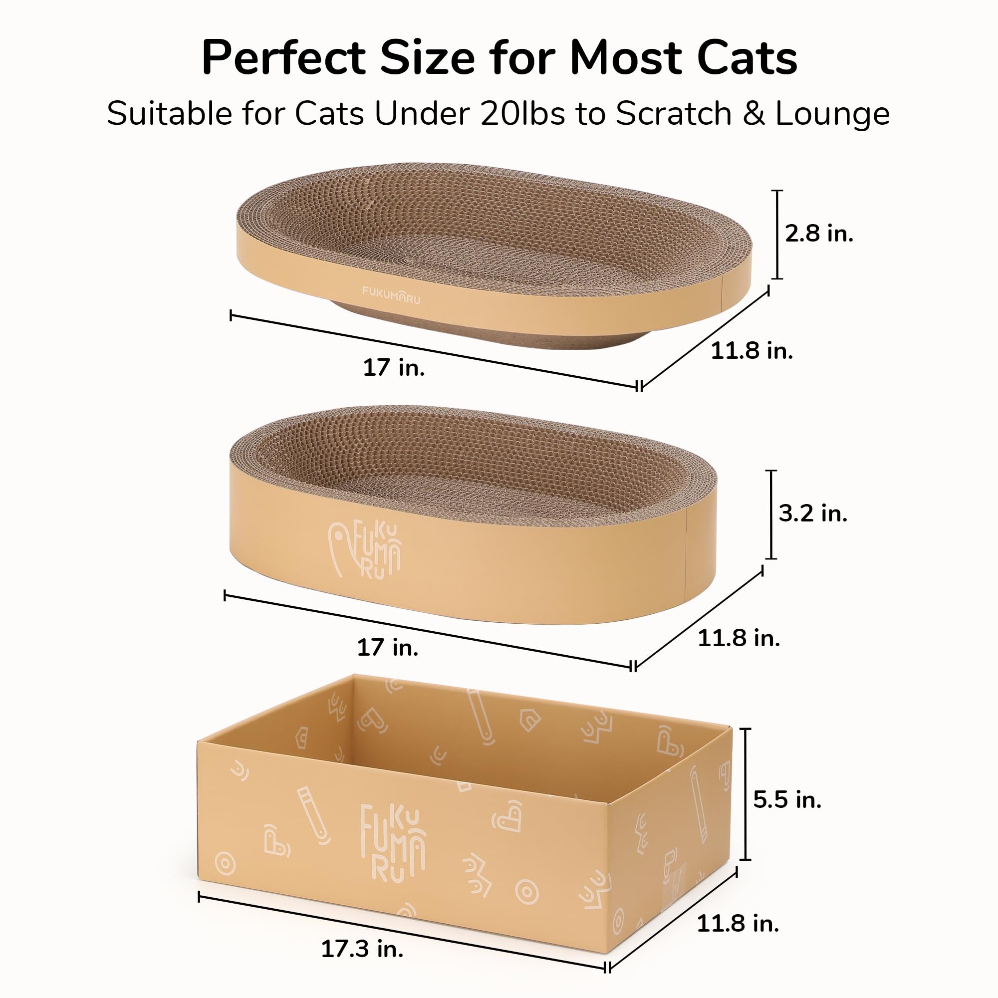 FUKUMARU comparaison taille avec règle, dimensions adaptées à tous chats