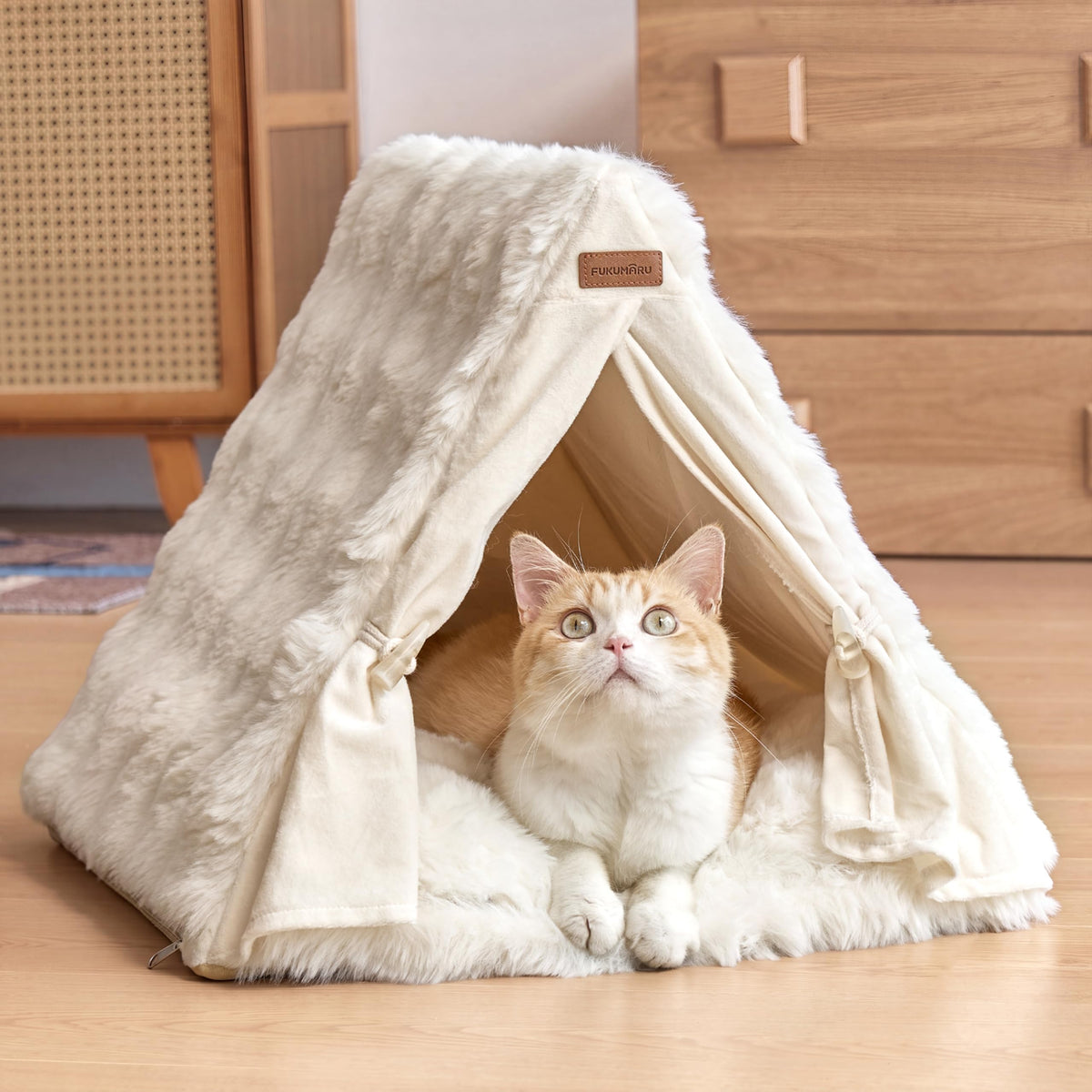 FUKUMARU tente chat face avant montrant confort et forme stable