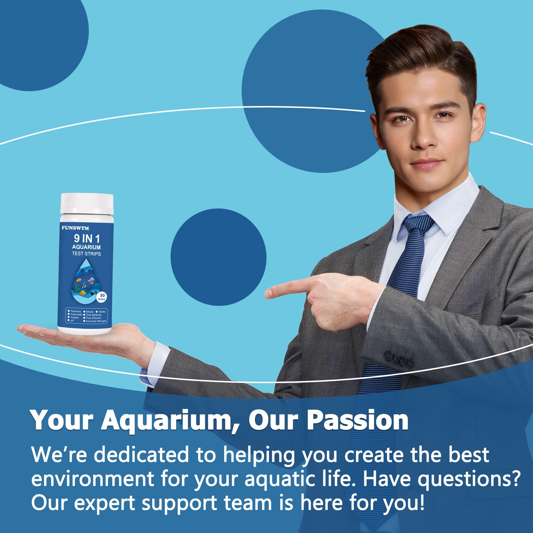FUNSWTM ambiance salon avec aquarium testé pour eau saine et esthétique