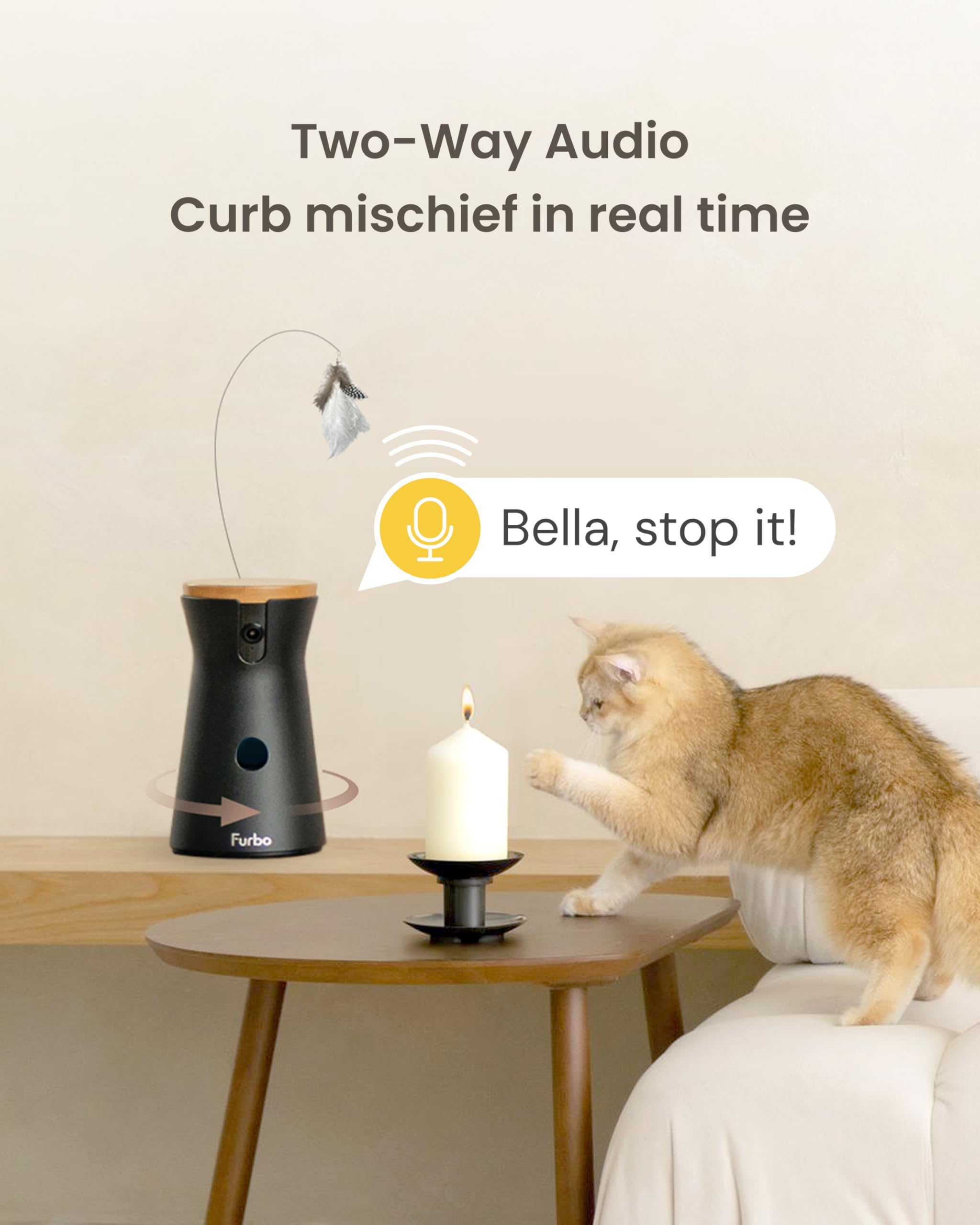 Furbo écran d’application smartphone montrant contrôle à distance et vidéo