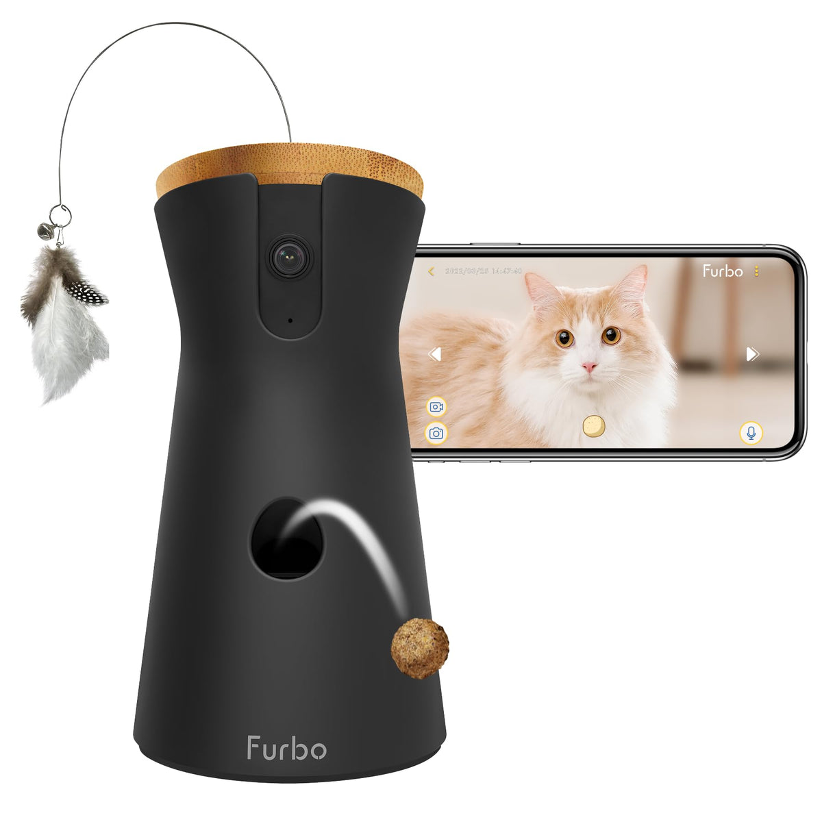 Furbo vue face avant montrant design compact et accès facile aux friandises