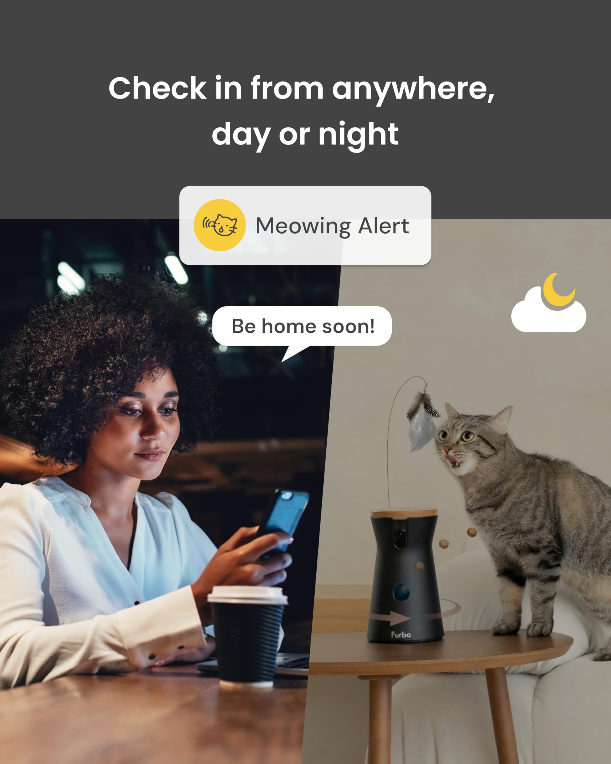 Furbo image de vision nocturne couleur pour repérer le chat dans l’obscurité