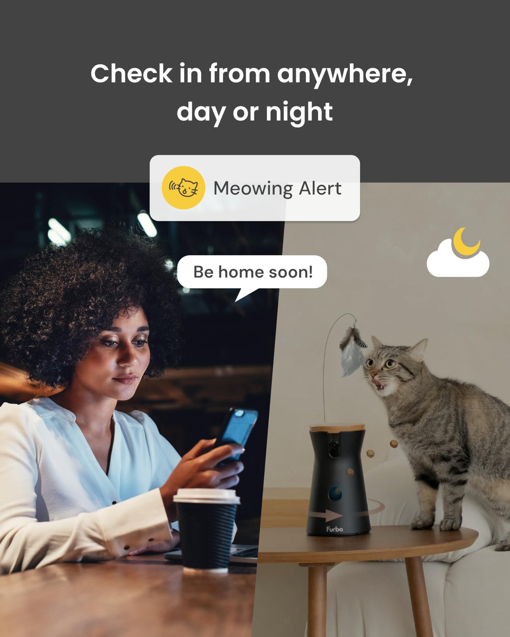 Furbo image de vision nocturne couleur pour repérer le chat dans l’obscurité