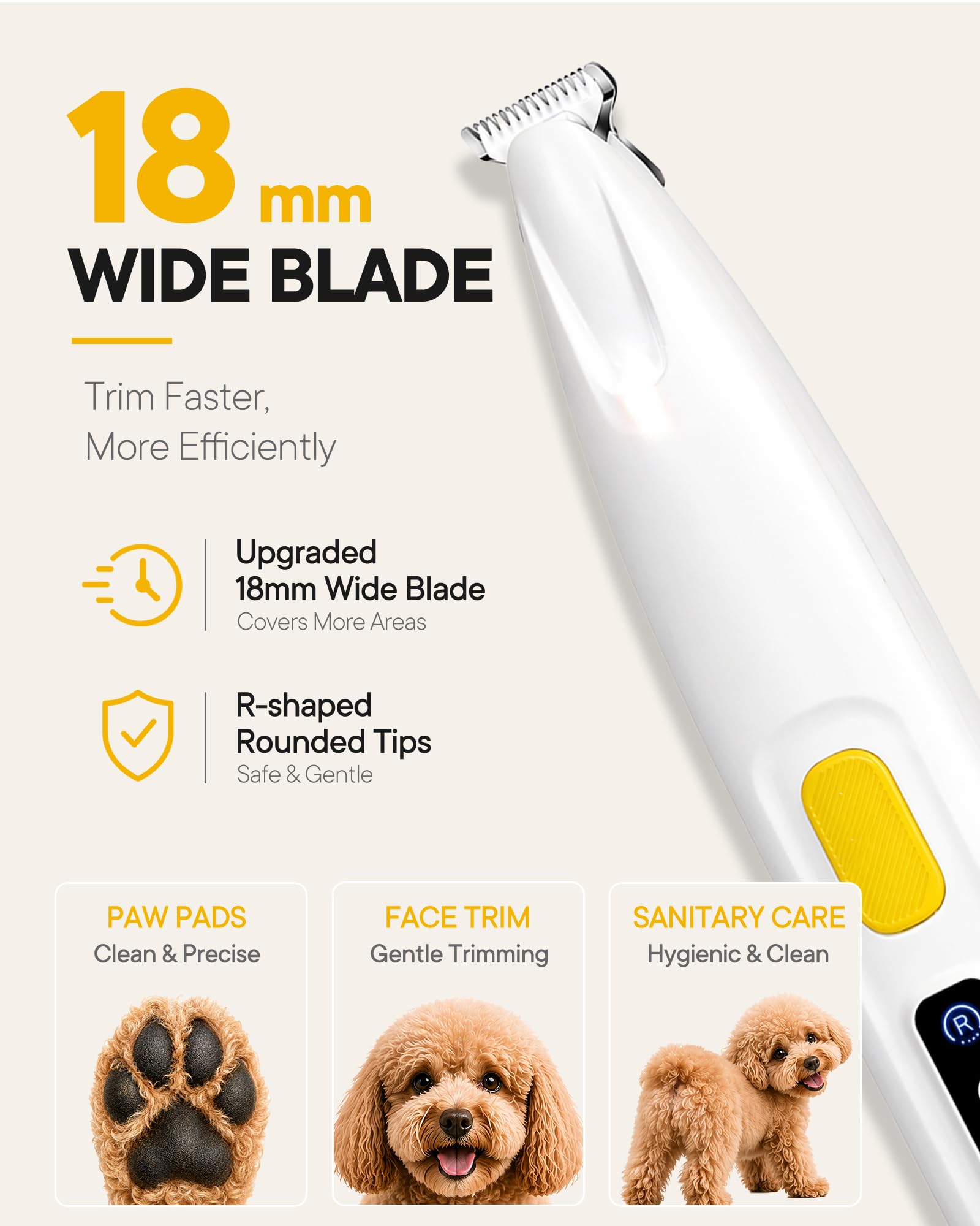 FURBONA lame 18mm gros plan avec bords arrondis pour sécurité