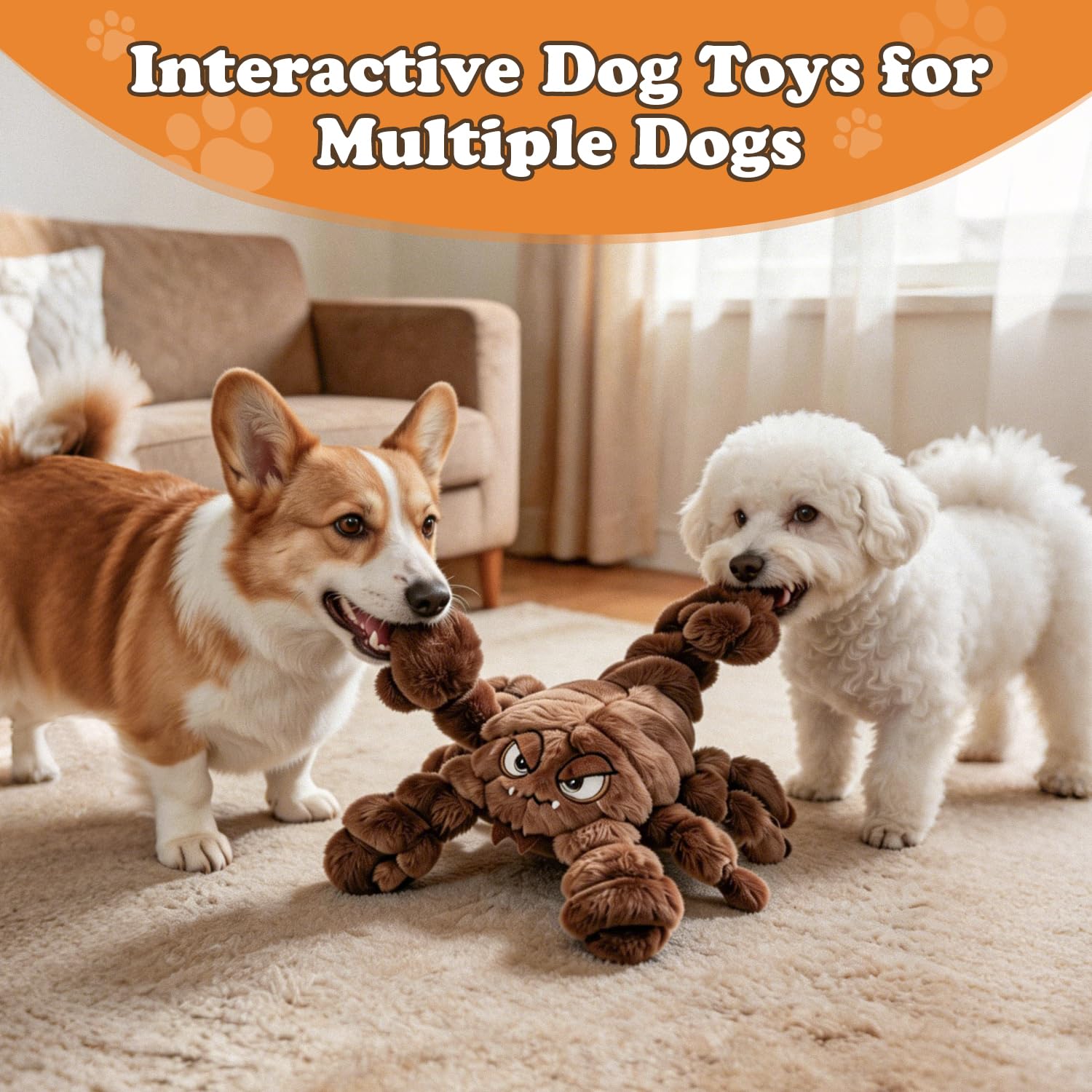 Furdog chien jouant avec scorpion illustrant divertissement partagé