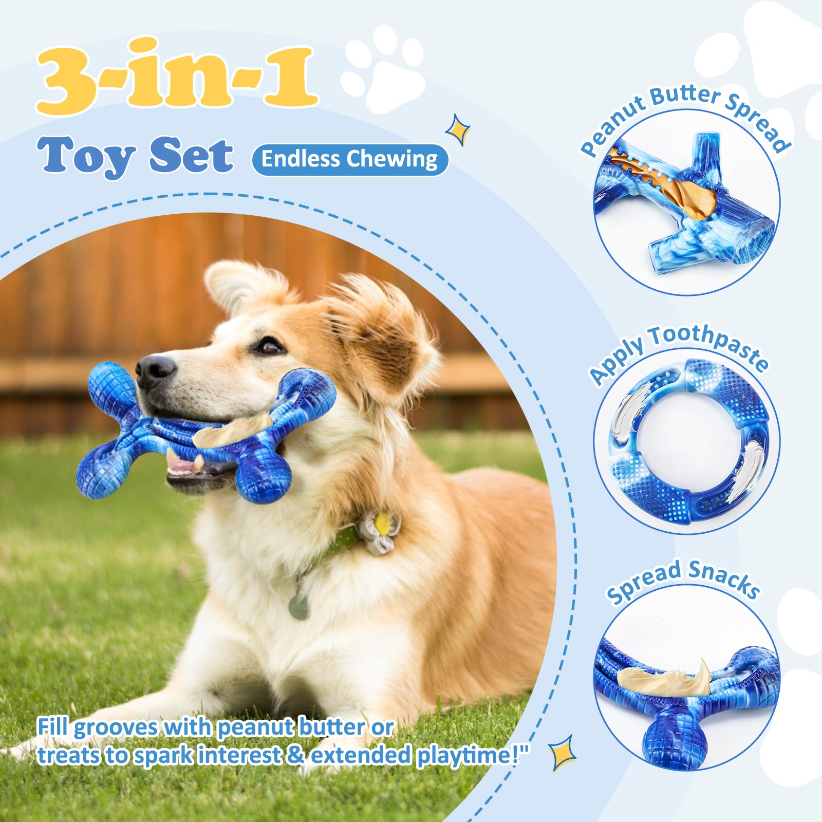 Furdog alignement des trois formes pour variété de mastication