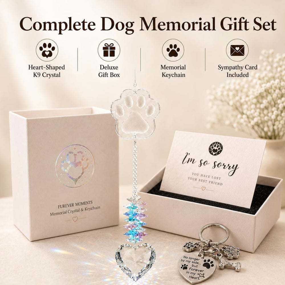 FUREVER MOMENTS suncatcher cœur en cristal montrant les reflets apaisants