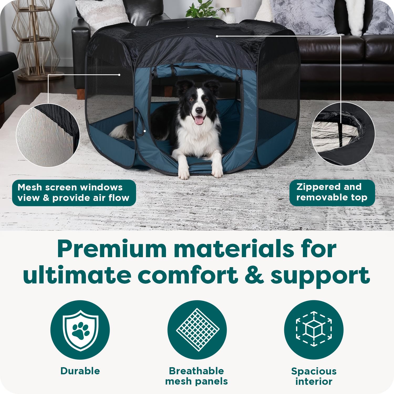 FurHaven intérieur avec tapis lavable pour confort et hygiène