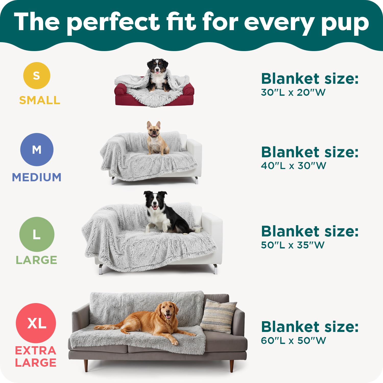 Furhaven plaid à côté d’un chien montrant grande couverture