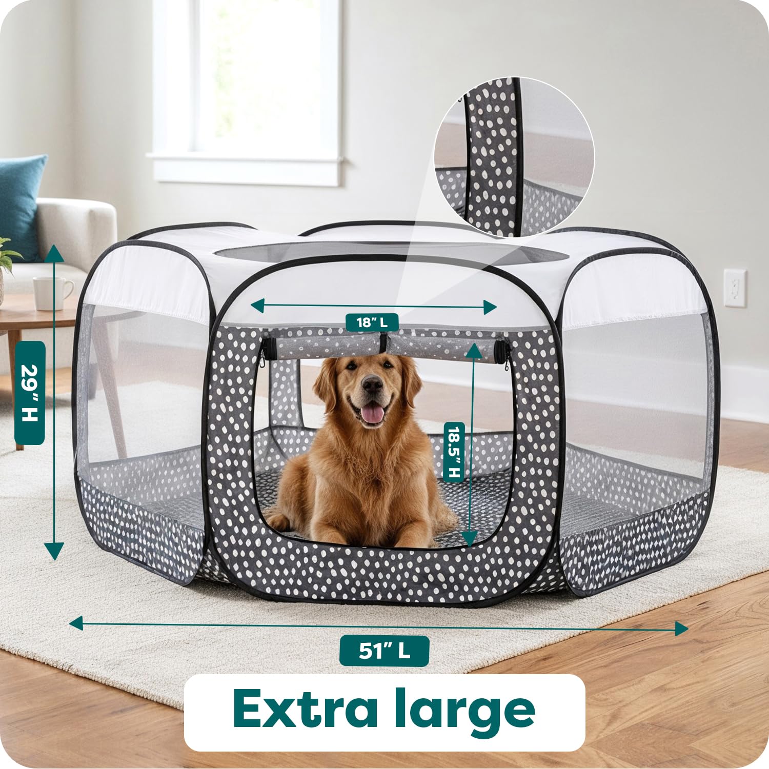 FurHaven porte zippée ouverte pour accès pratique de l'animal