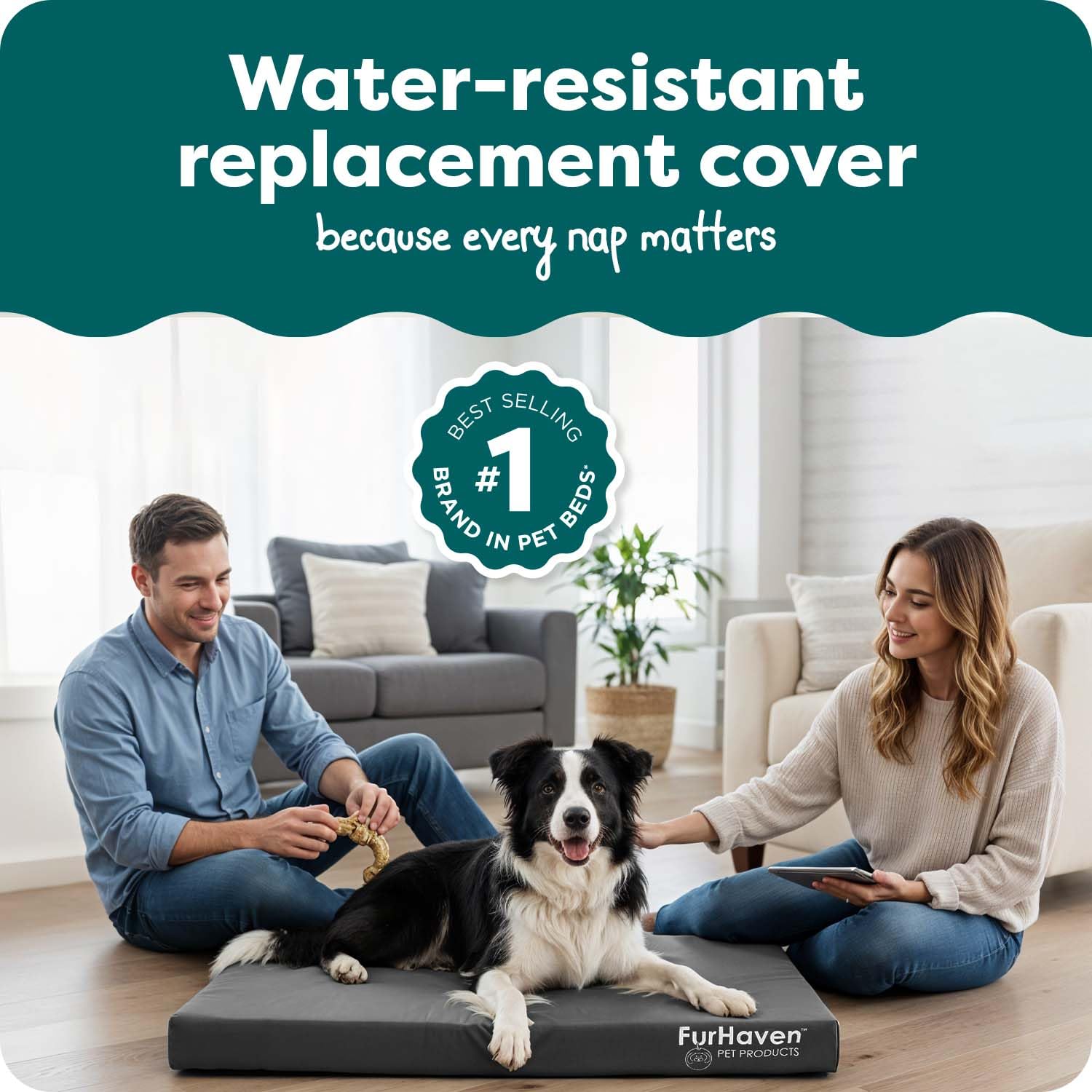 Furhaven gros plan polycanvas montrant surface résistante et facile à nettoyer