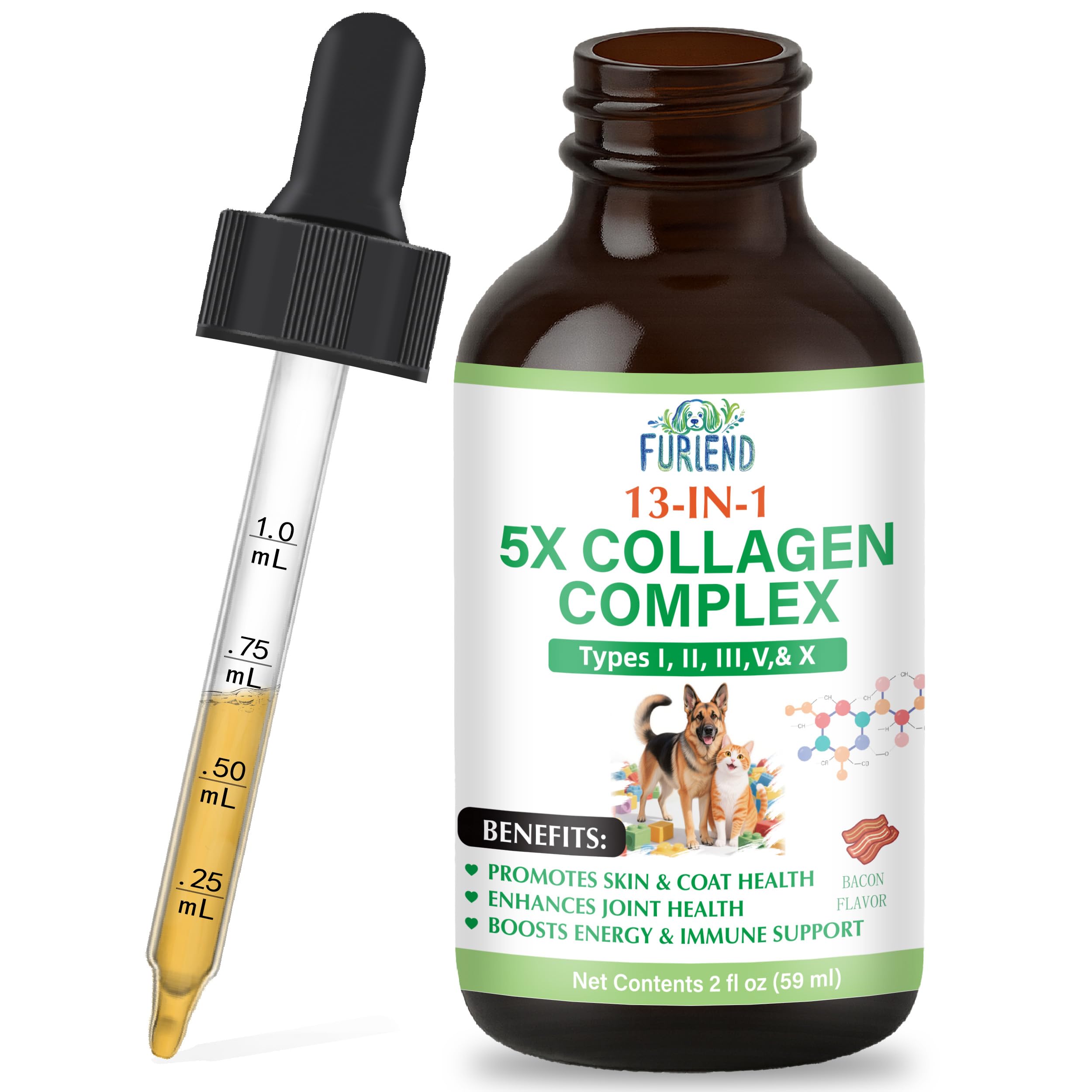 FURIEND flacon face montrant le collagène liquide et informations produit avantageuses