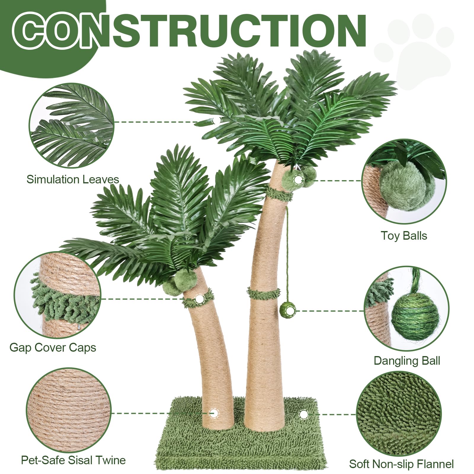 Furlogy palm tree gros plan sisal durable protégeant les meubles
