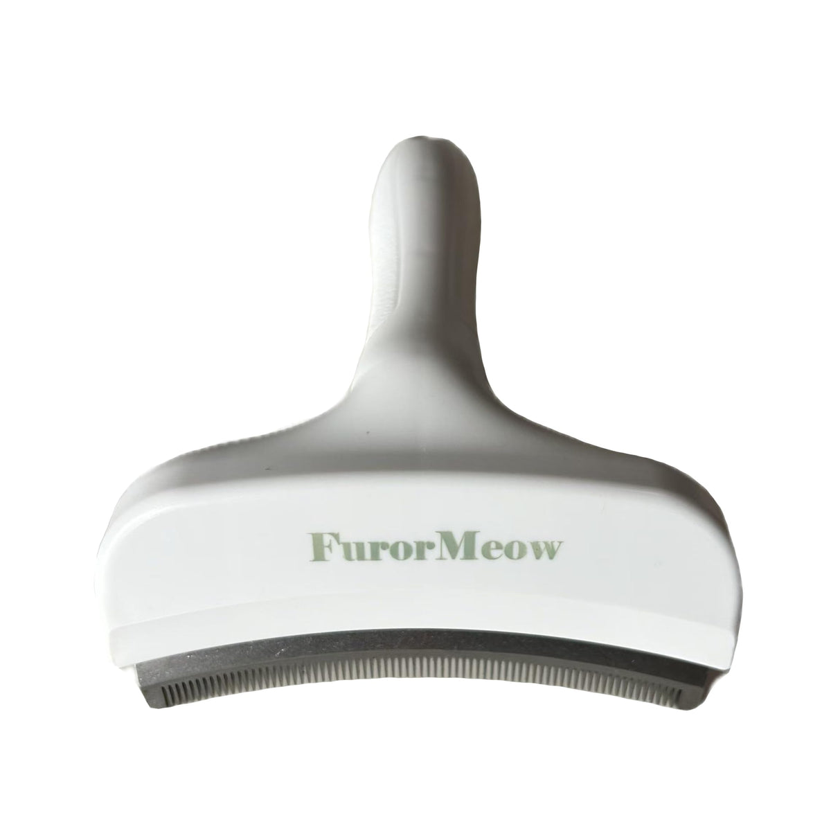 FurorMeow vue avant de la brosse blanche montrant la forme et la taille, praticité