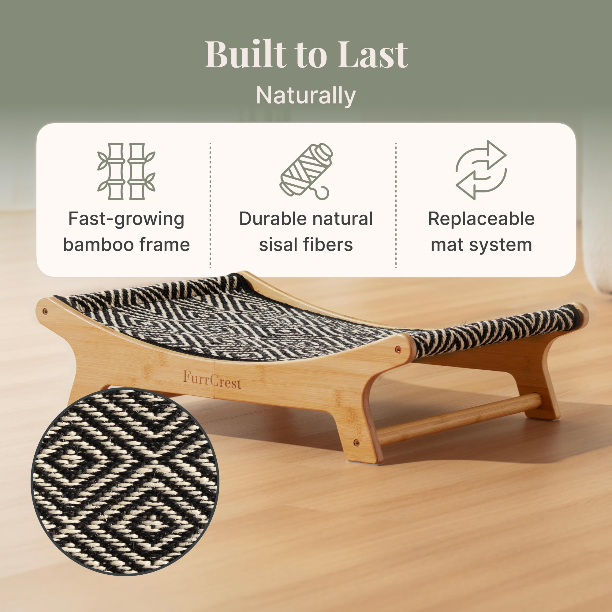 FurrCrest gros plan du tapis sisal durable et sans fibres