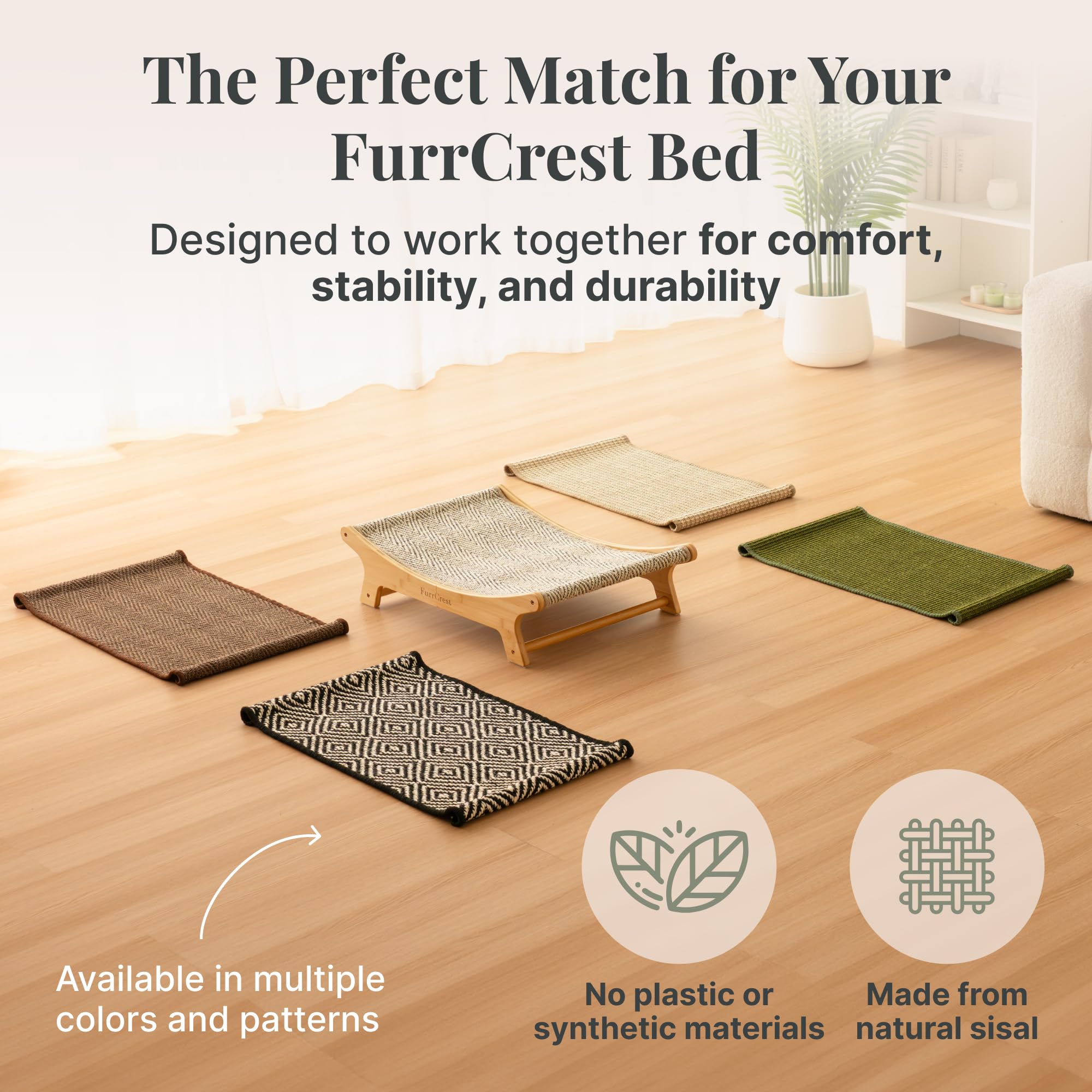FurrCrest tapis sisal amovible démontrant facilité de remplacement
