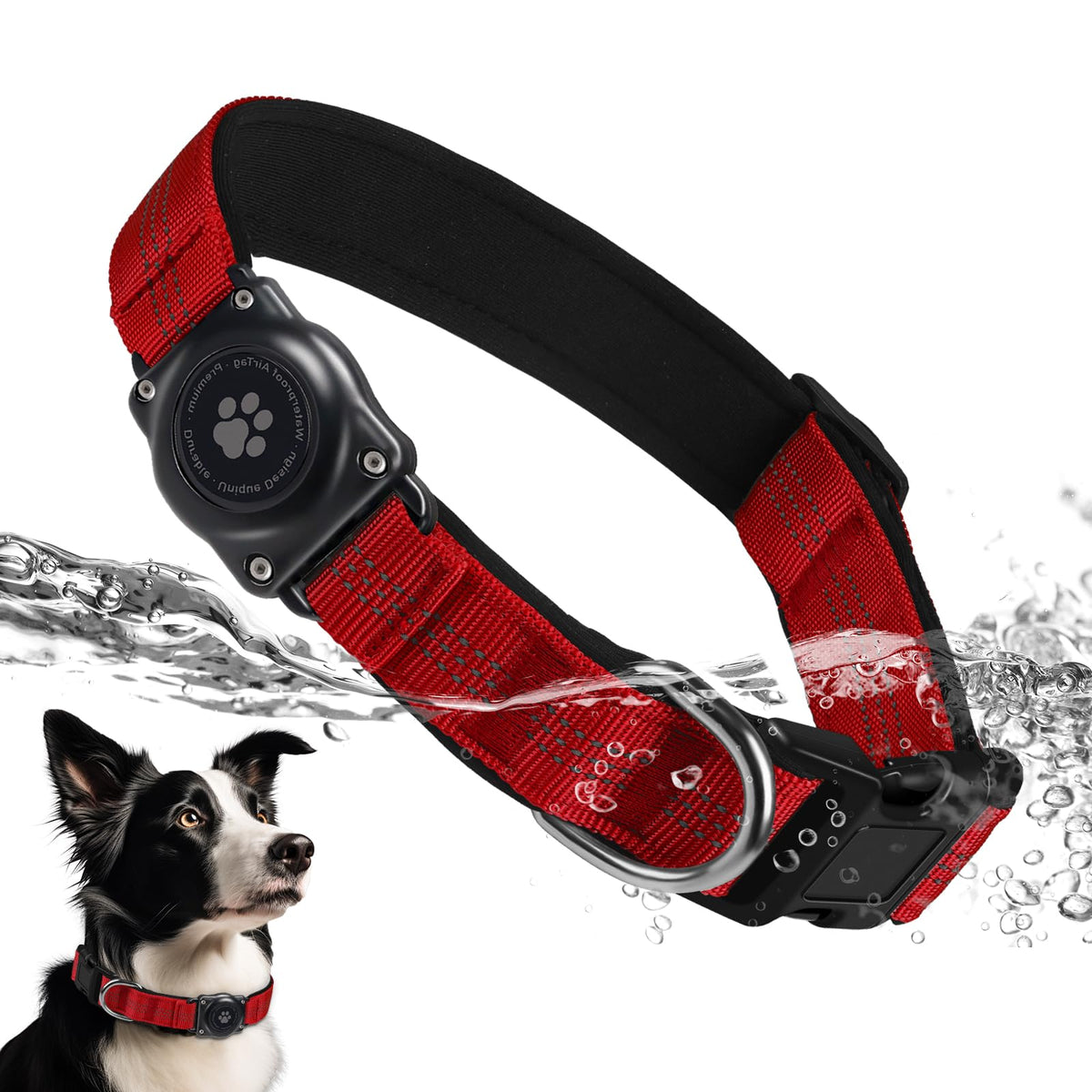 Furrigo collier face avant montrant emplacement AirTag pour suivi sécurisé