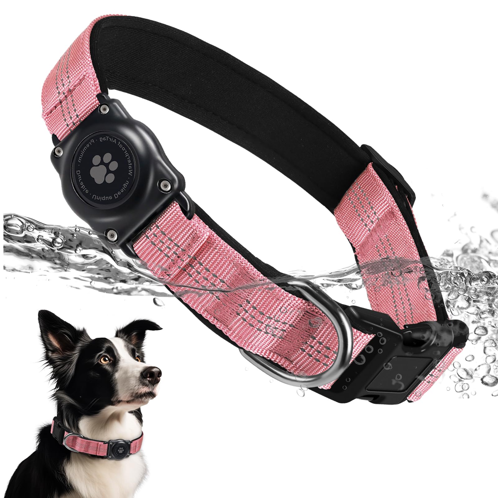 Furrigo collier face avant montrant logement AirTag et finition durable