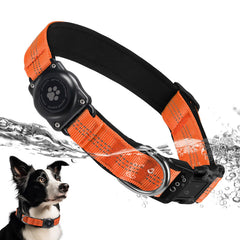 Furrigo collier avant emballage montrant couleur orange et compatibilité AirTag