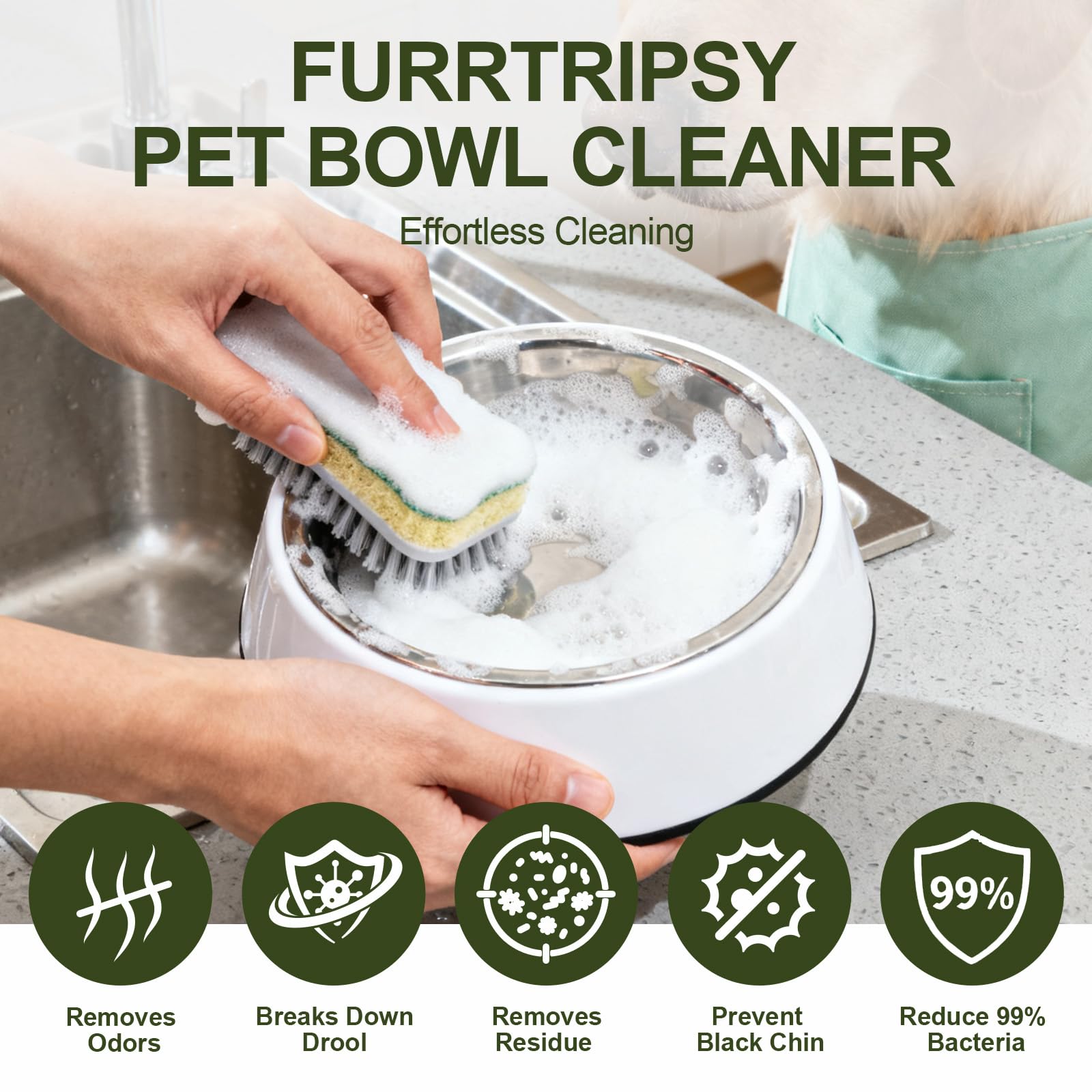 Furrtripsy mousse texture gros plan montrant action moussante efficace