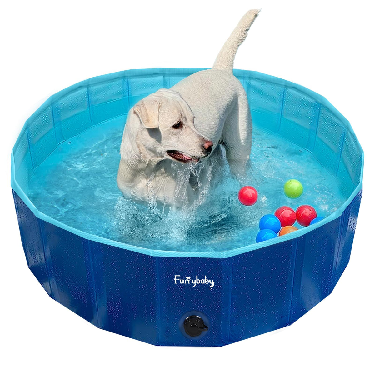 Furrybaby vue avant de la piscine montrant stabilité et capacité