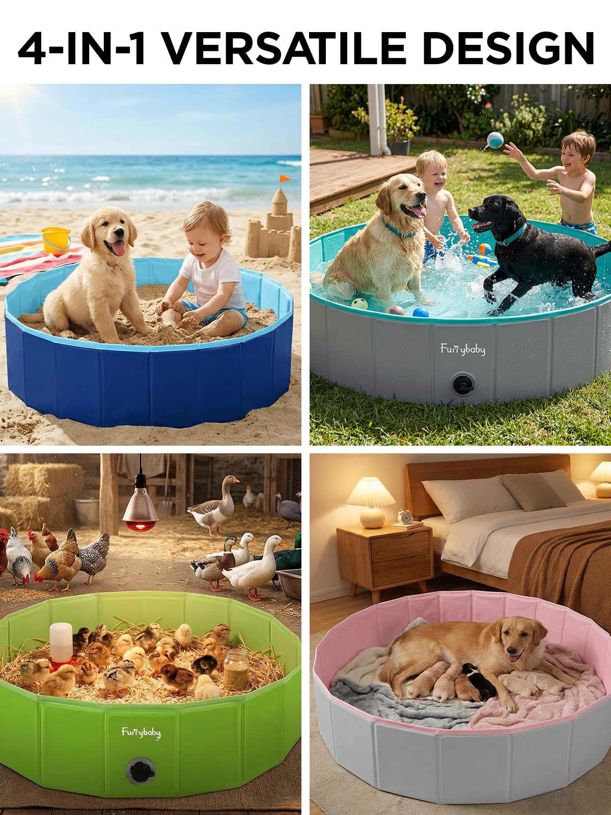 furrybaby enfants et animaux jouant ensemble en sécurité