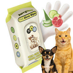 FURRYTIME packaging avant montrant 30 gants hypoallergéniques, rangement pratique