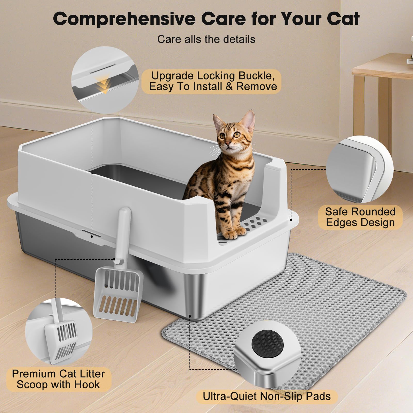 FURTIME tapis récupérateur de litière, réduit la dispersion au sol