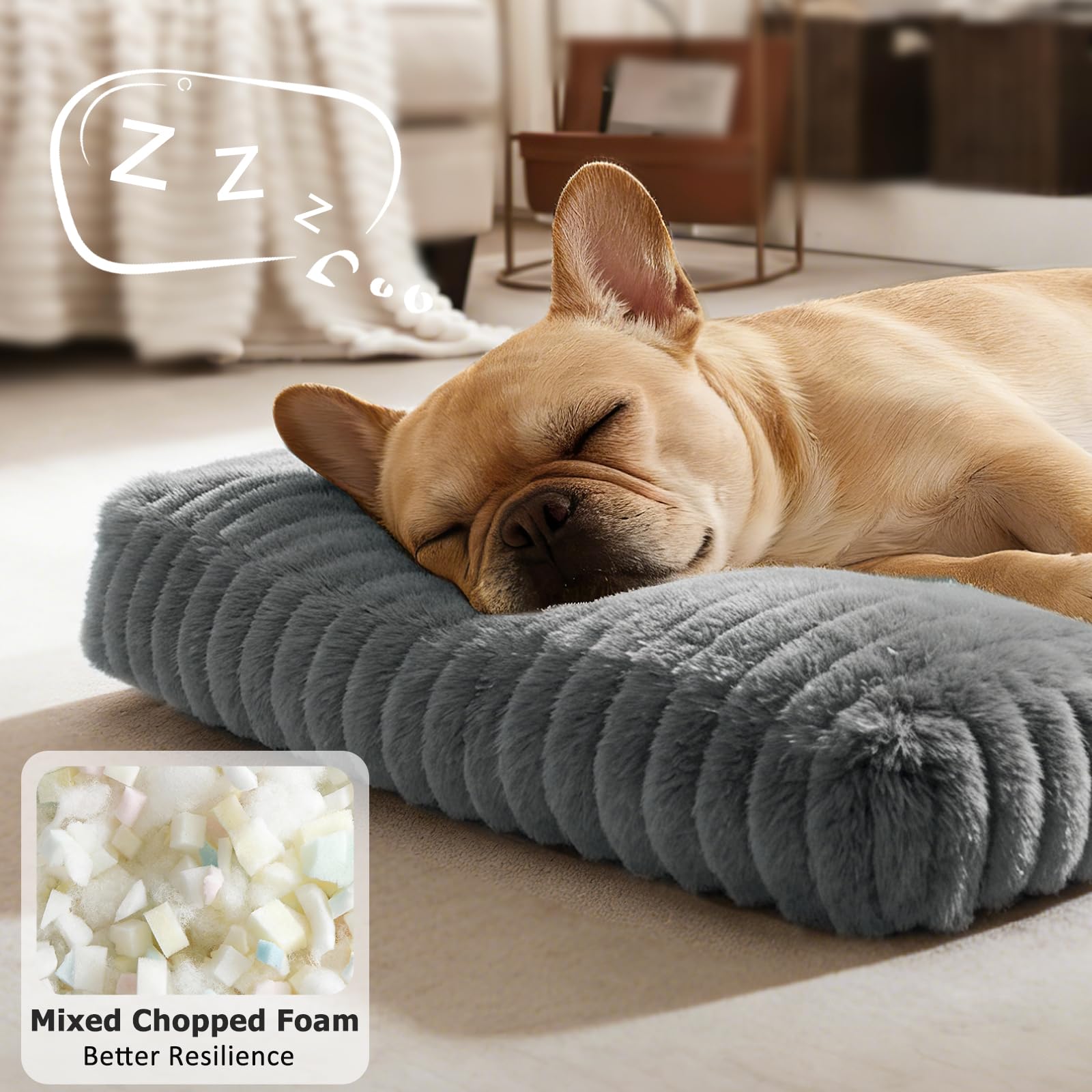 FURTIME en usage: chien allongé pour un repos visible et apaisant